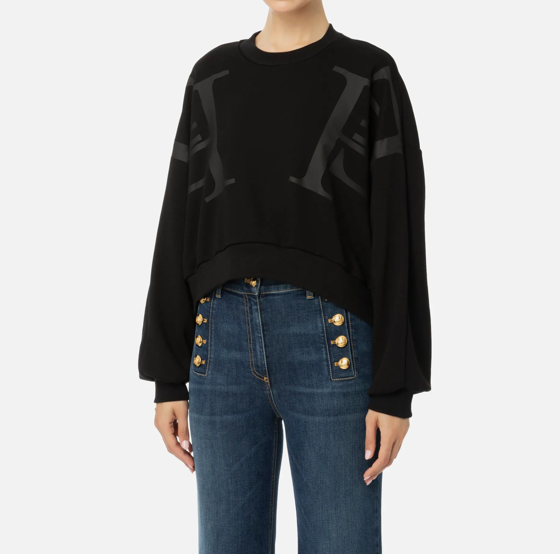 Elisabetta Franchi Knitwear And Sweatshirts | Cotton cropped sweatshirt with maxi logo