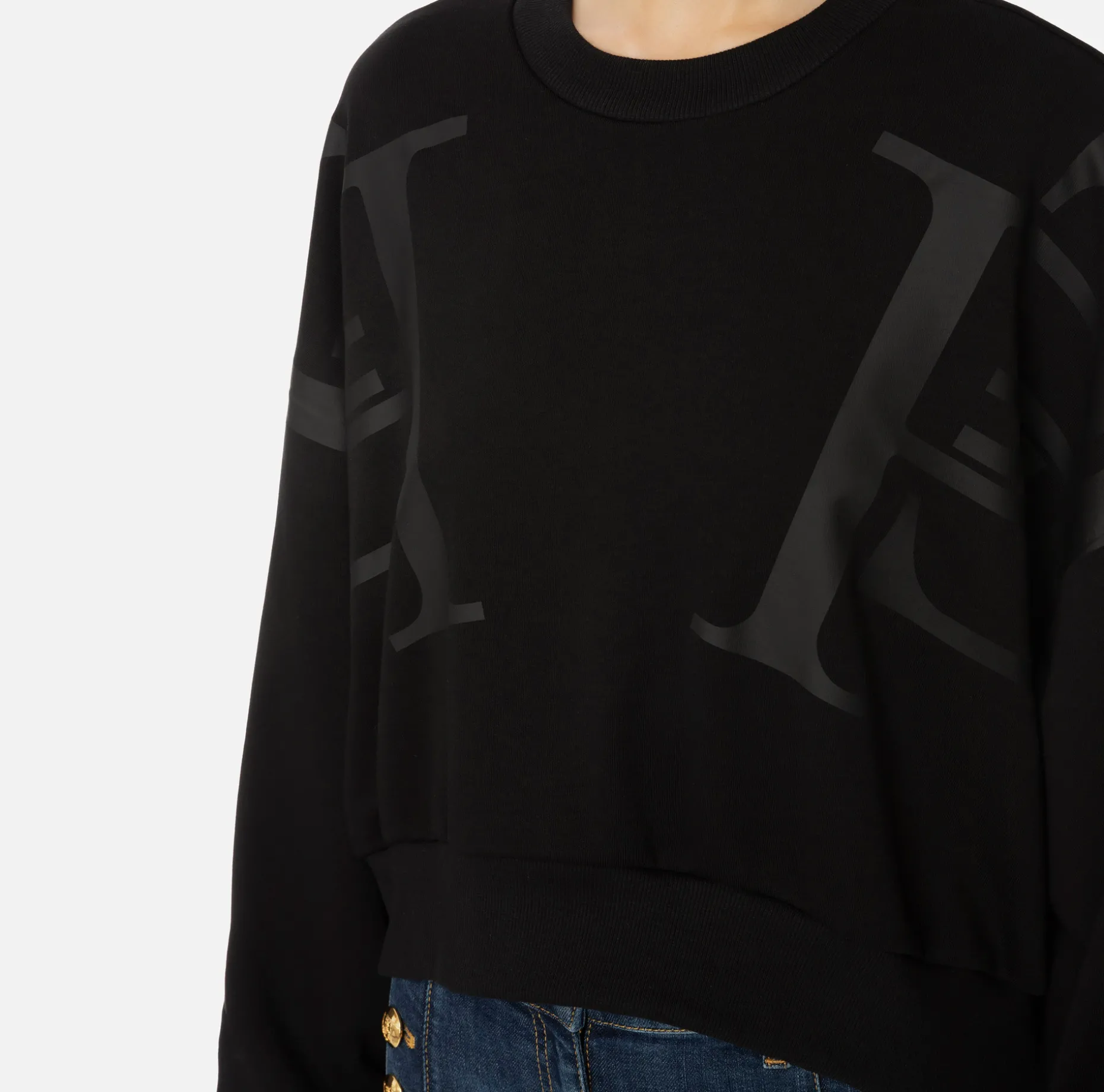 Elisabetta Franchi Knitwear And Sweatshirts | Cotton cropped sweatshirt with maxi logo