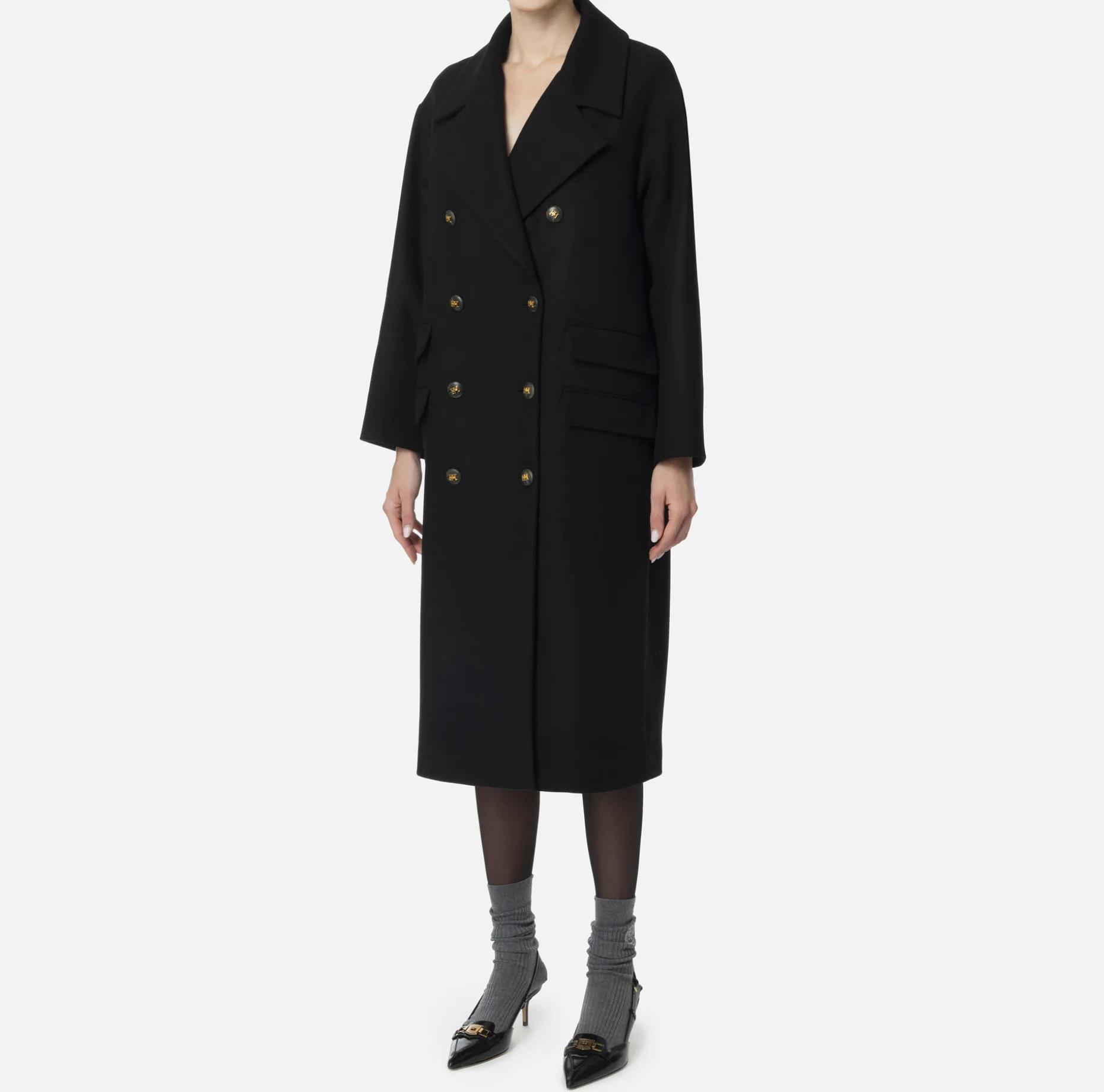 Elisabetta Franchi Coats And Jackets | Cotton double-breasted oversized coat