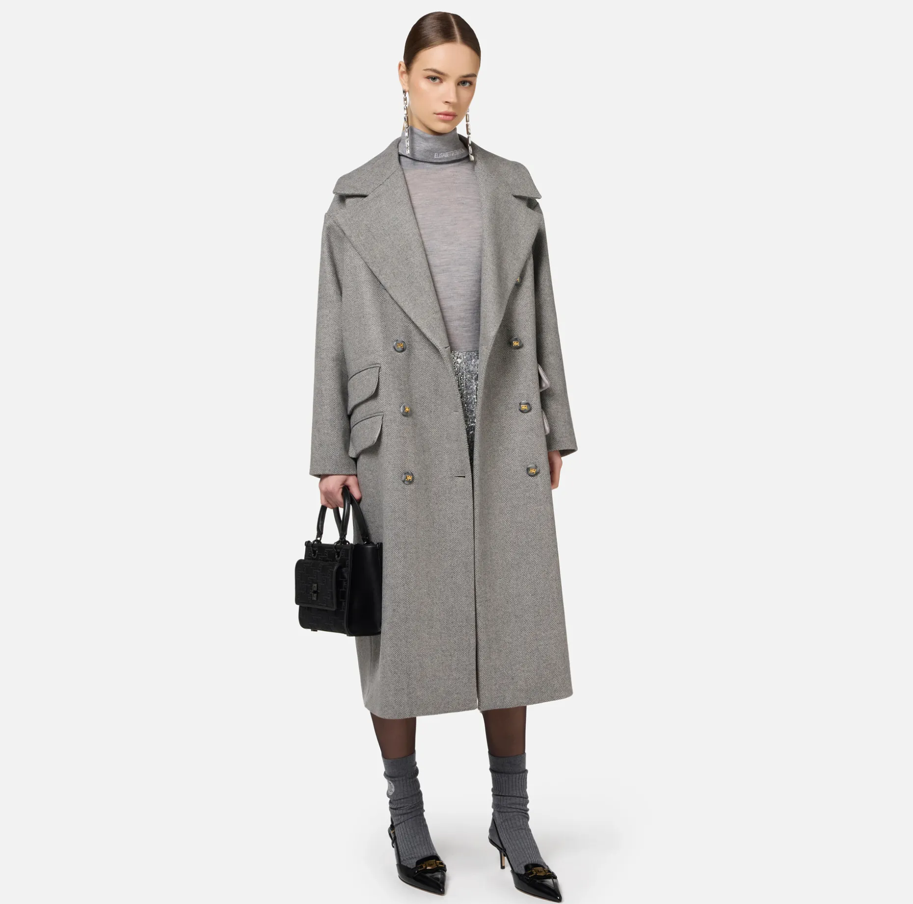 Elisabetta Franchi Coats And Jackets | Cotton double-breasted oversized coat