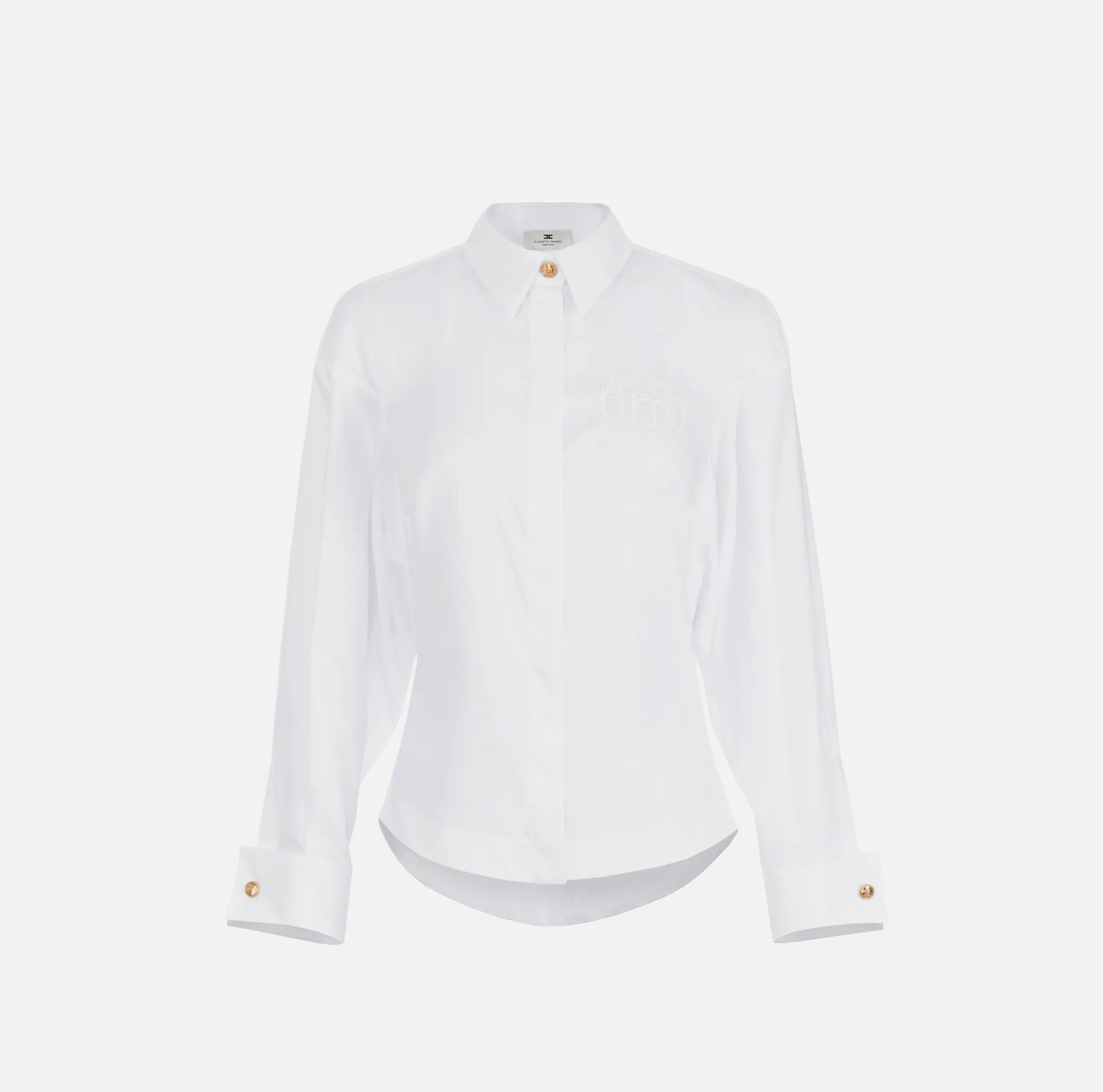 Elisabetta Franchi Shirts And Blouses | Cotton poplin shirt with gathers and logo emblem