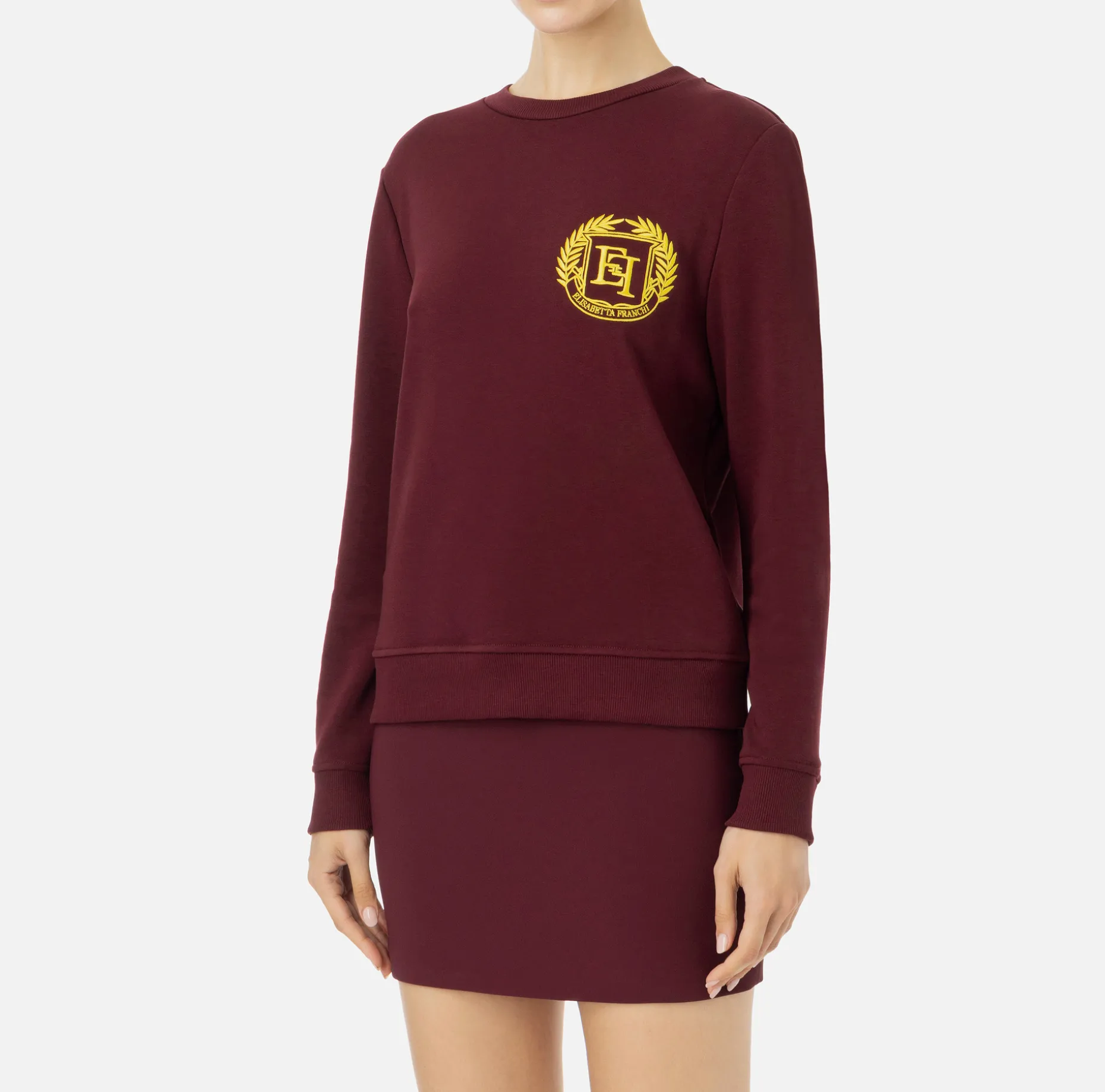 Elisabetta Franchi Knitwear And Sweatshirts | Cotton sweatshirt with emblem embroidery