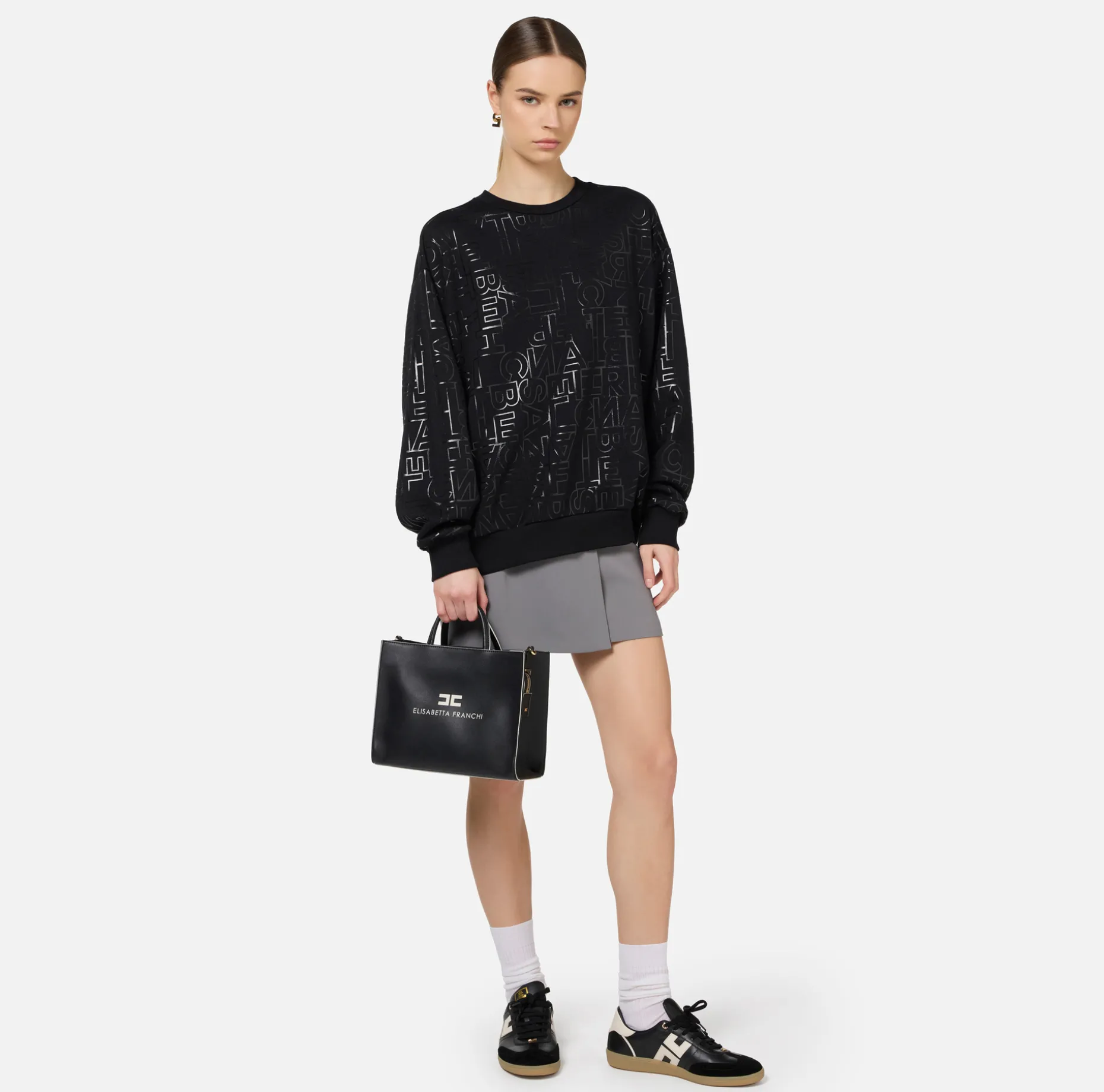 Elisabetta Franchi Knitwear And Sweatshirts | Cotton sweatshirt with lettering