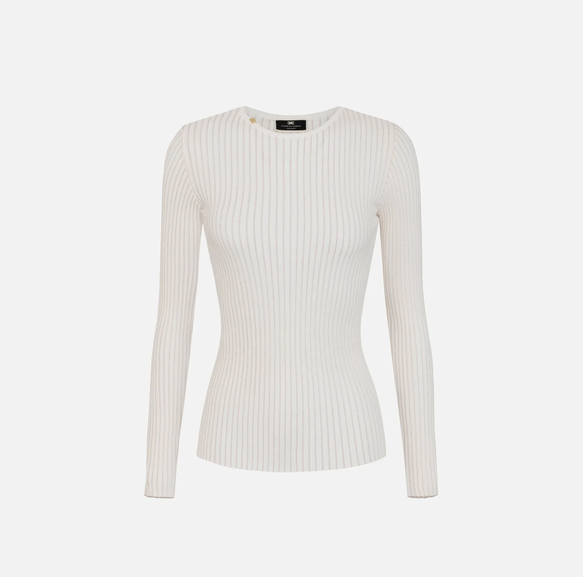 Elisabetta Franchi Knitwear And Sweatshirts | Crew neck shirt in narrow-ribbed lurex and viscose fabric