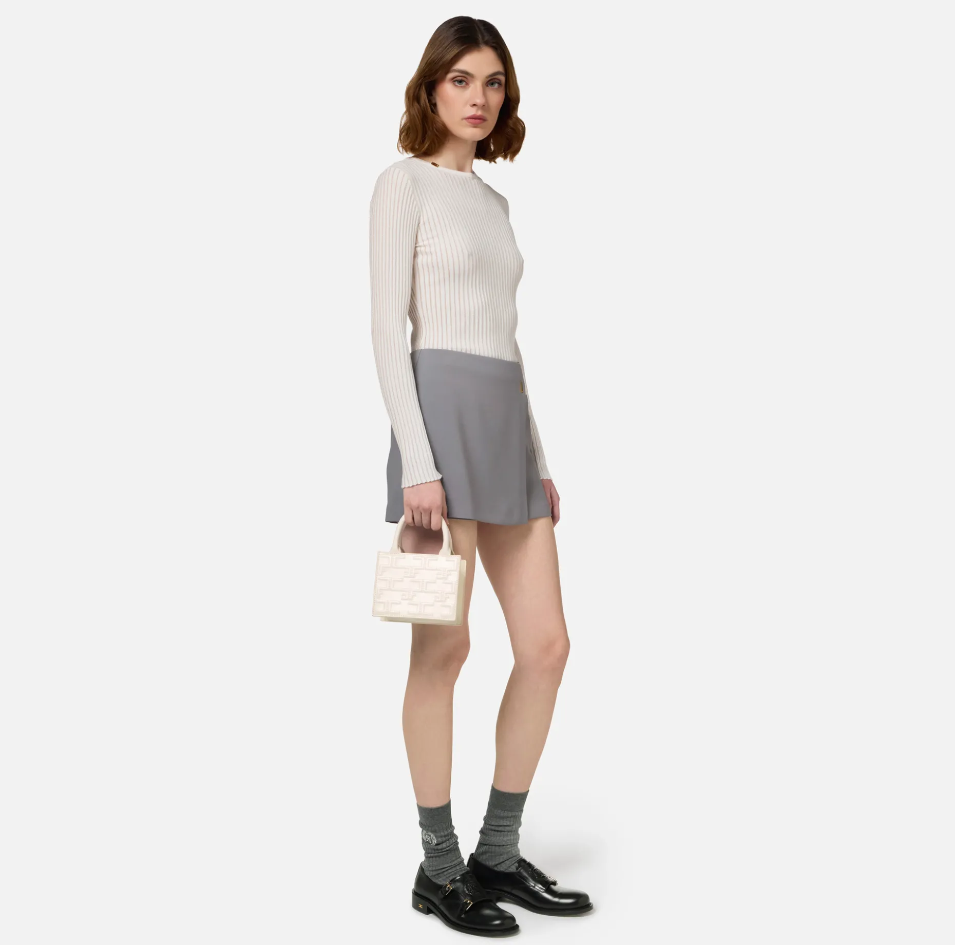 Elisabetta Franchi Knitwear And Sweatshirts | Crew neck shirt in narrow-ribbed lurex and viscose fabric