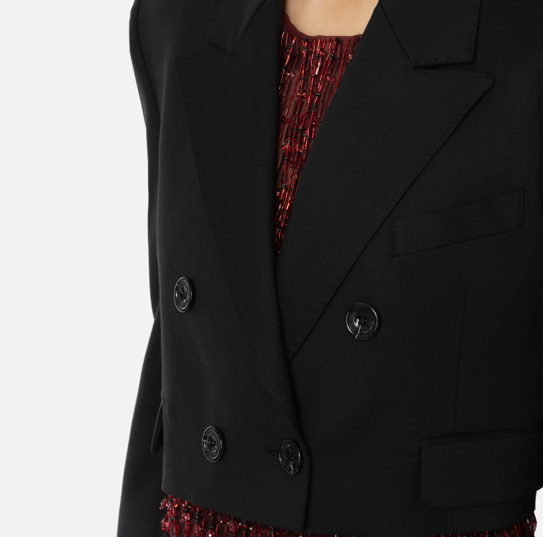 Elisabetta Franchi Jackets And Trench Coats | Cropped double-breasted jacket in cool wool