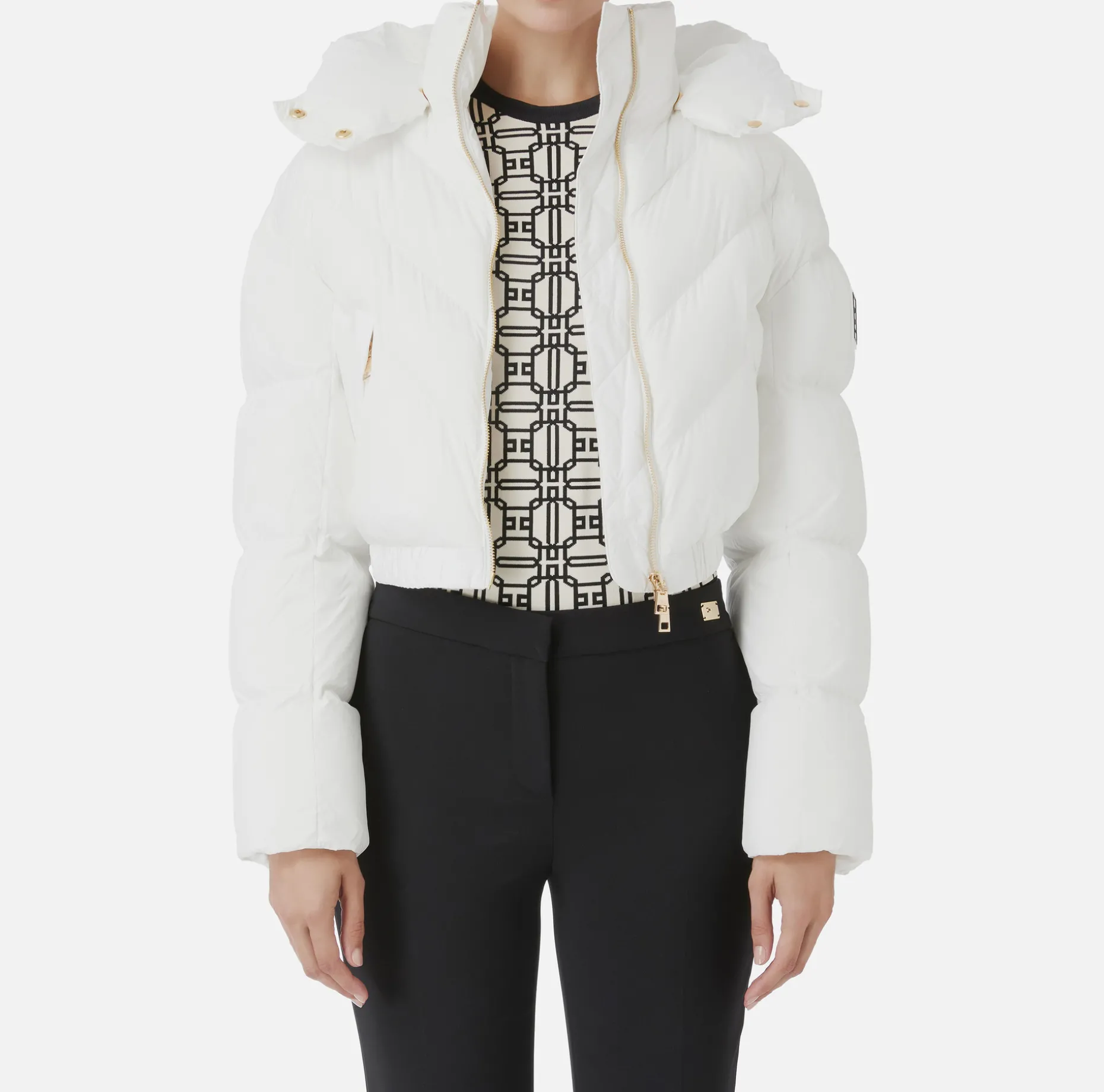 Elisabetta Franchi Coats And Jackets | Cropped down jacket in shiny nylon