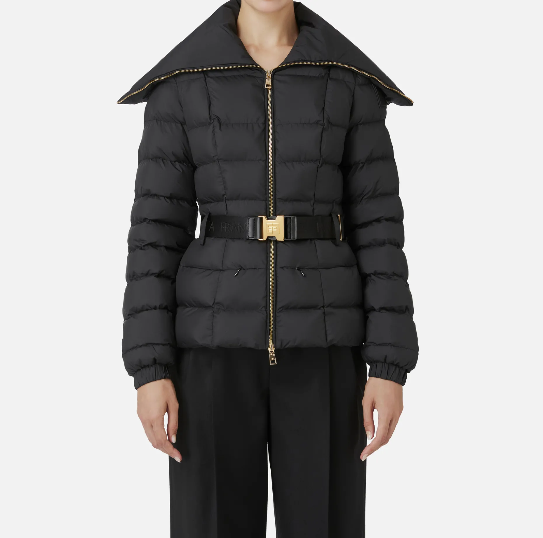 Elisabetta Franchi Coats And Jackets | Cropped nylon down jacket with wide collar