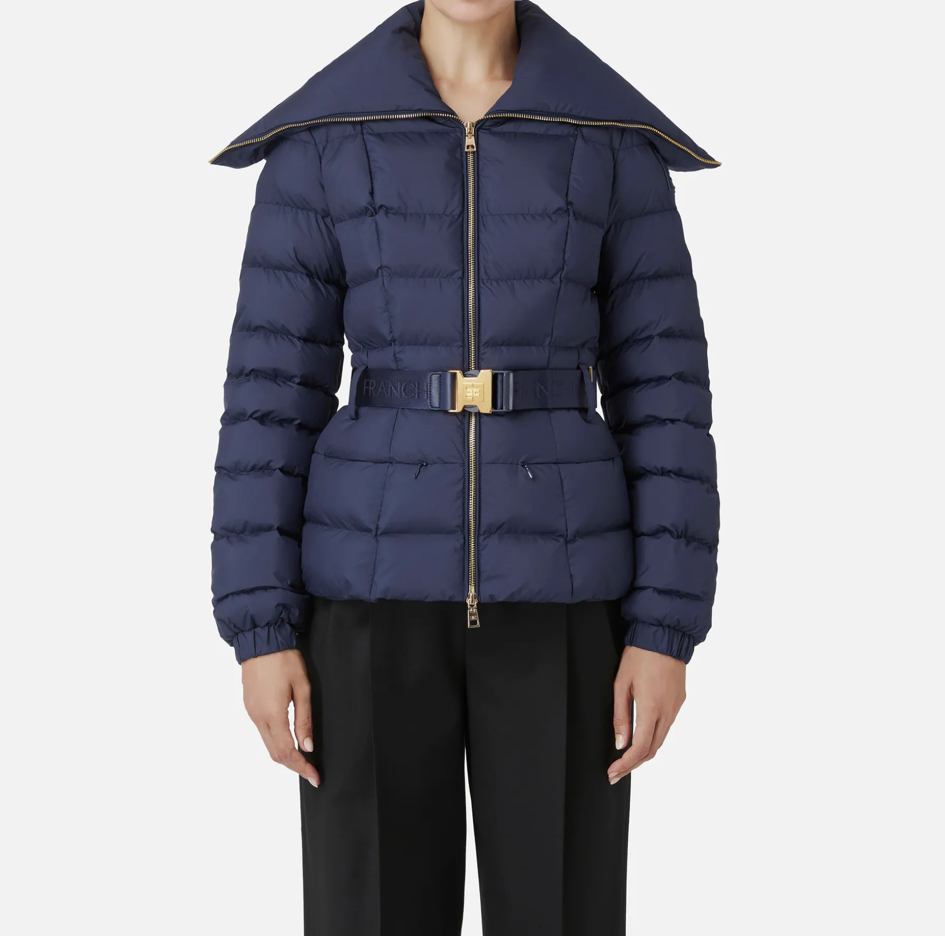 Elisabetta Franchi Coats And Jackets | Cropped nylon down jacket with wide collar