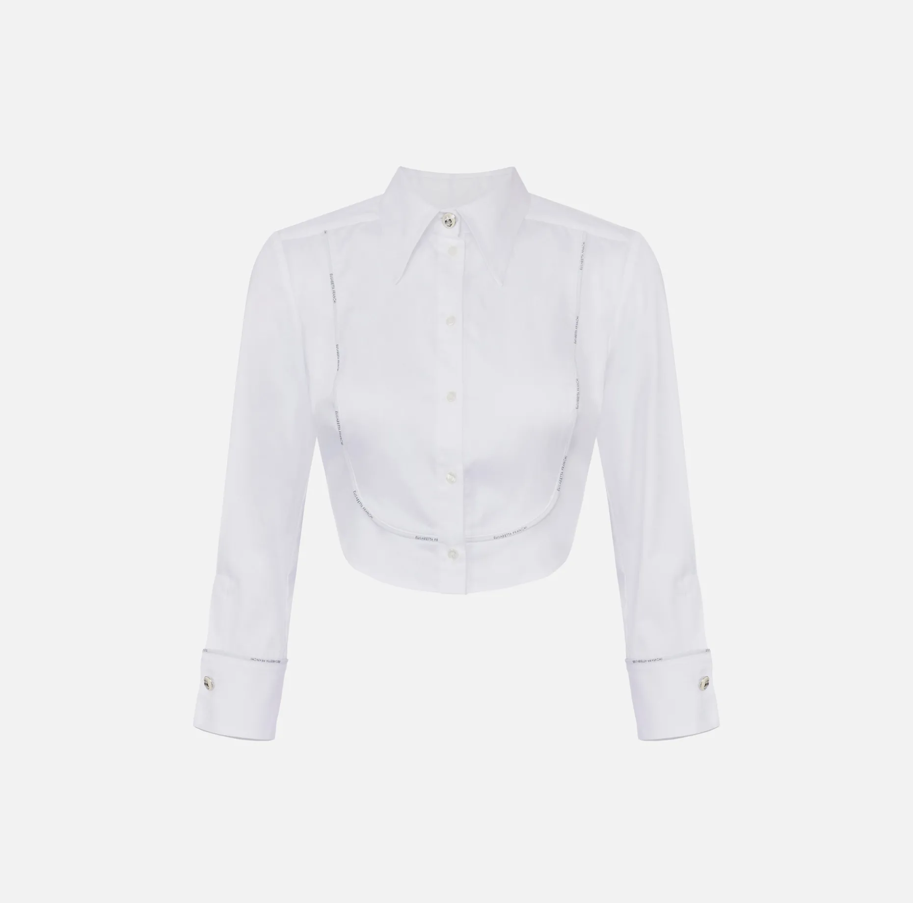 Elisabetta Franchi Shirts And Blouses | Cropped poplin shirt with bib and logoed elastic band