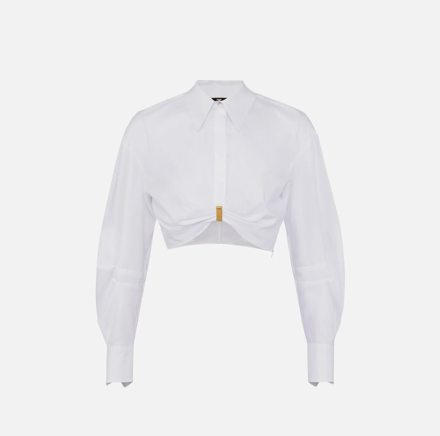 Elisabetta Franchi Shirts And Blouses | Cropped poplin shirt with draping and ring