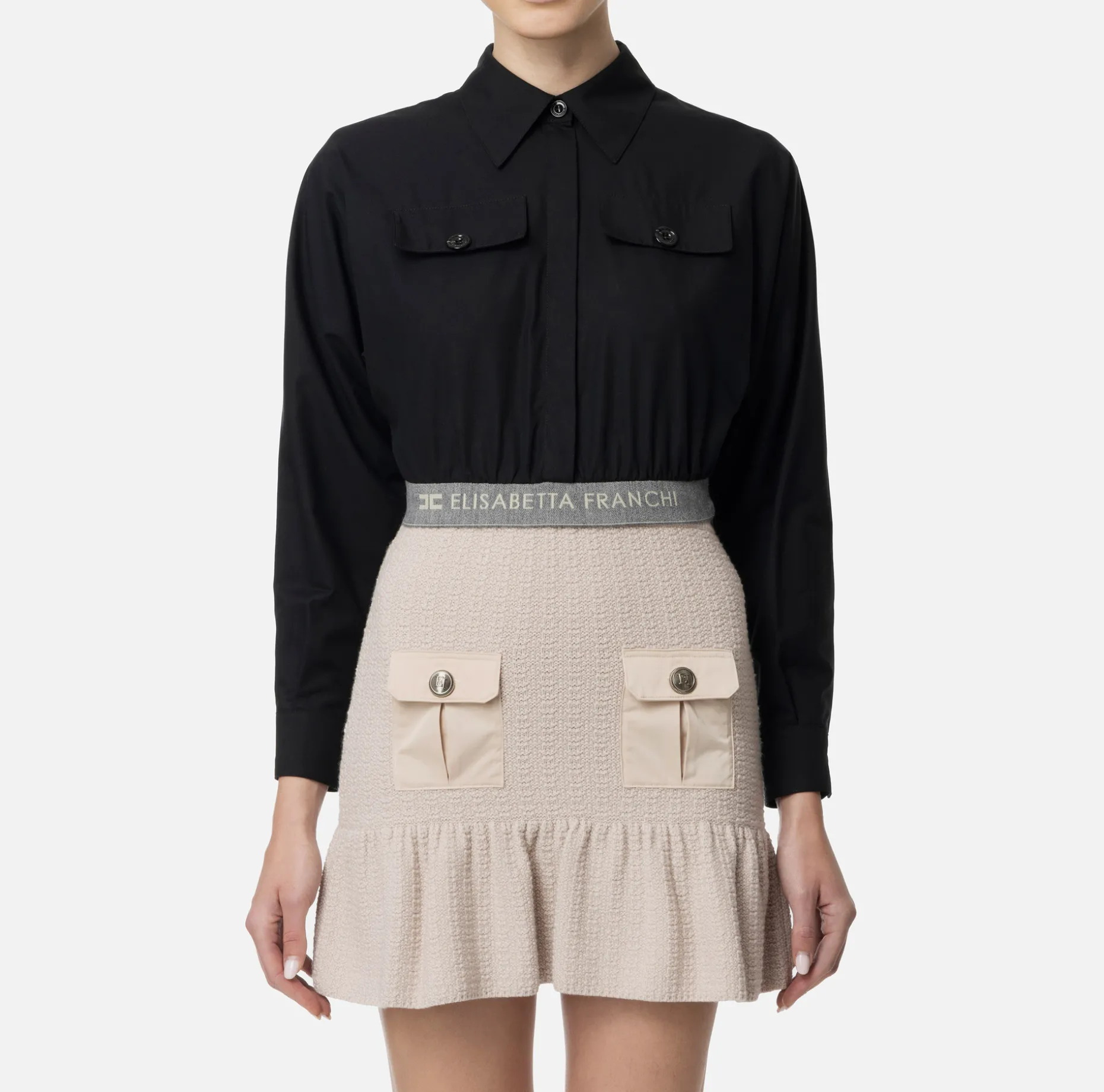 Elisabetta Franchi Shirts And Blouses | Cropped poplin shirt with waistband