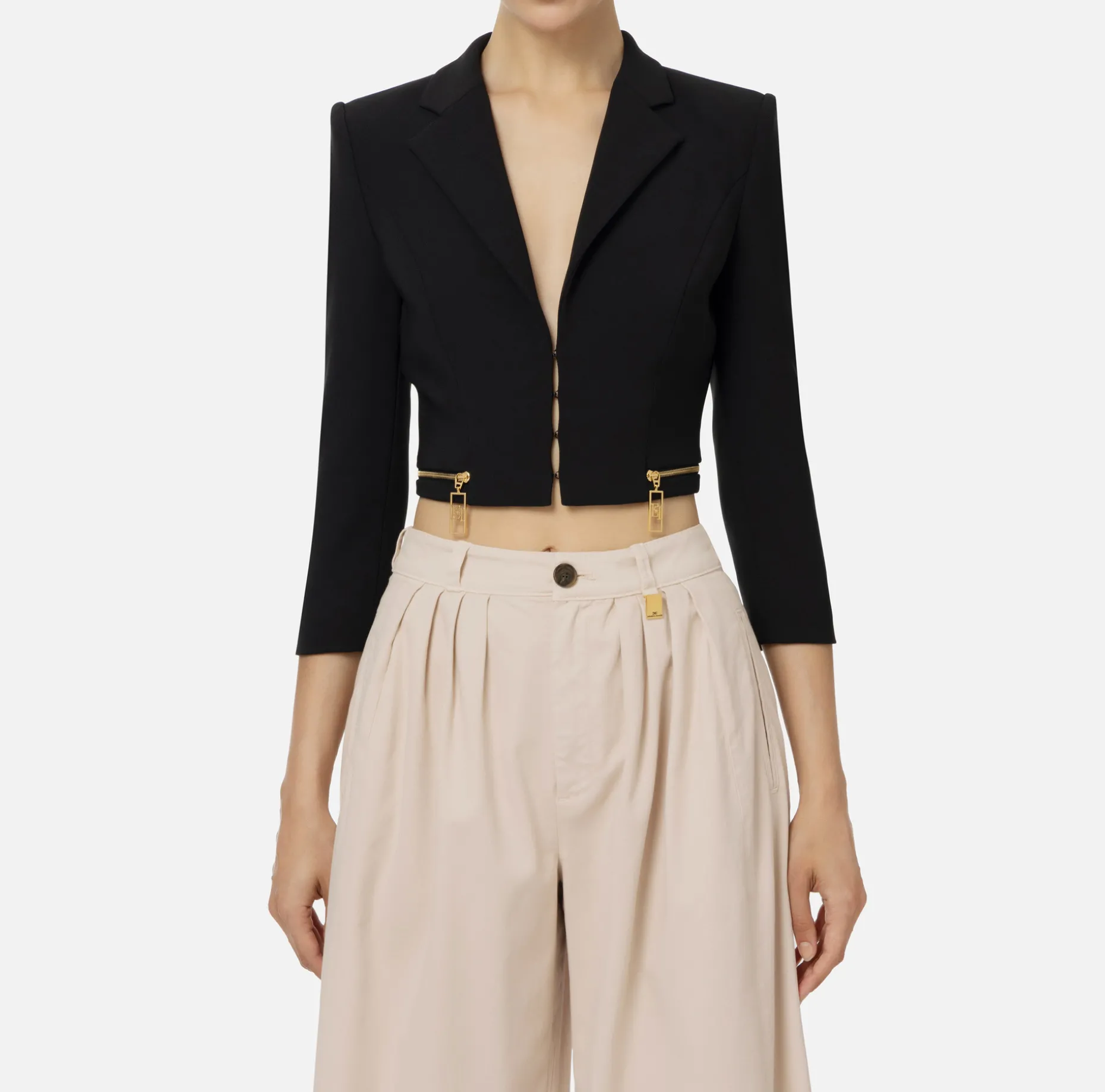 Elisabetta Franchi Jackets And Trench Coats | Cropped stretch crêpe jacket with zip