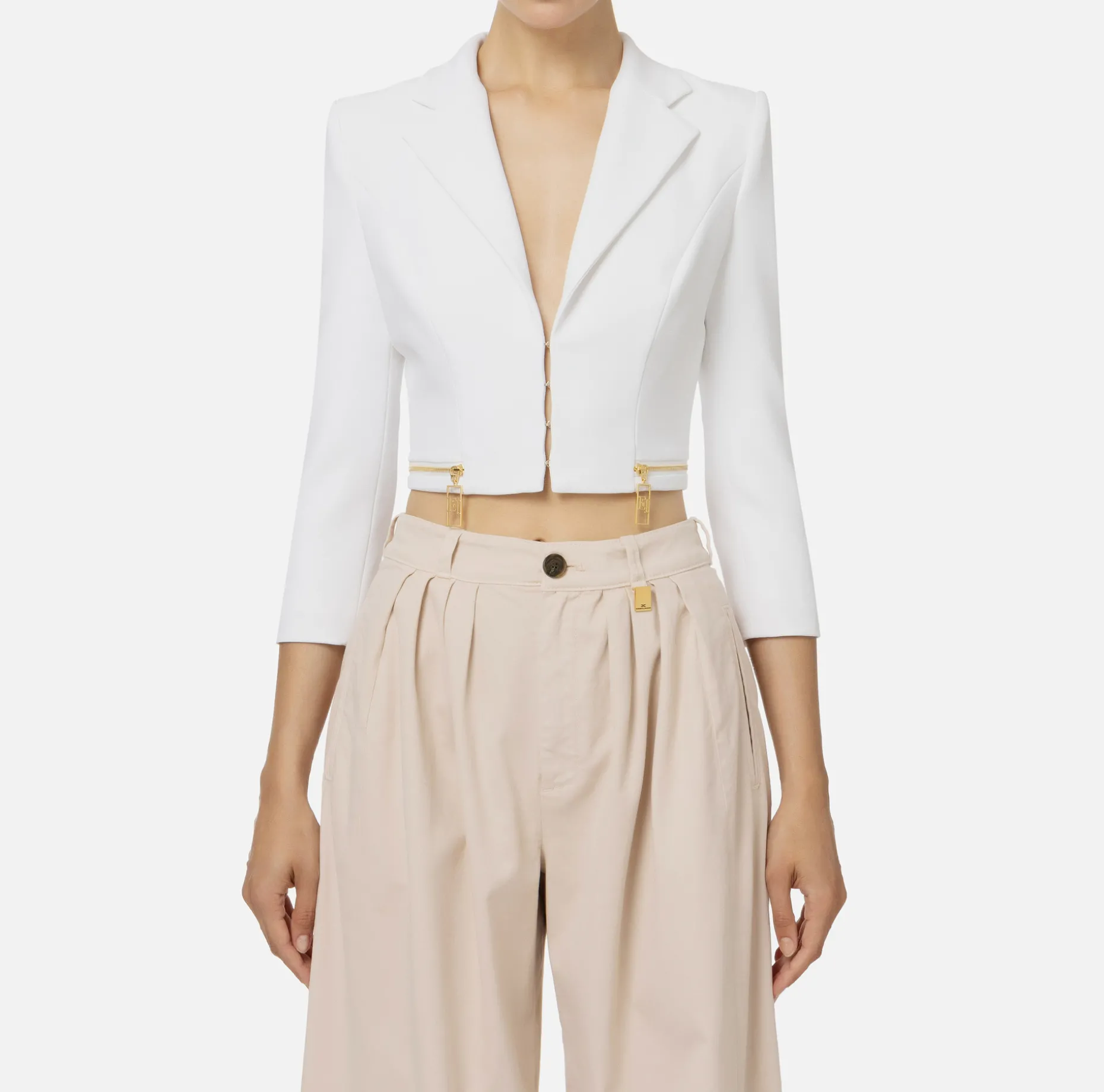 Elisabetta Franchi Jackets And Trench Coats | Cropped stretch crêpe jacket with zip