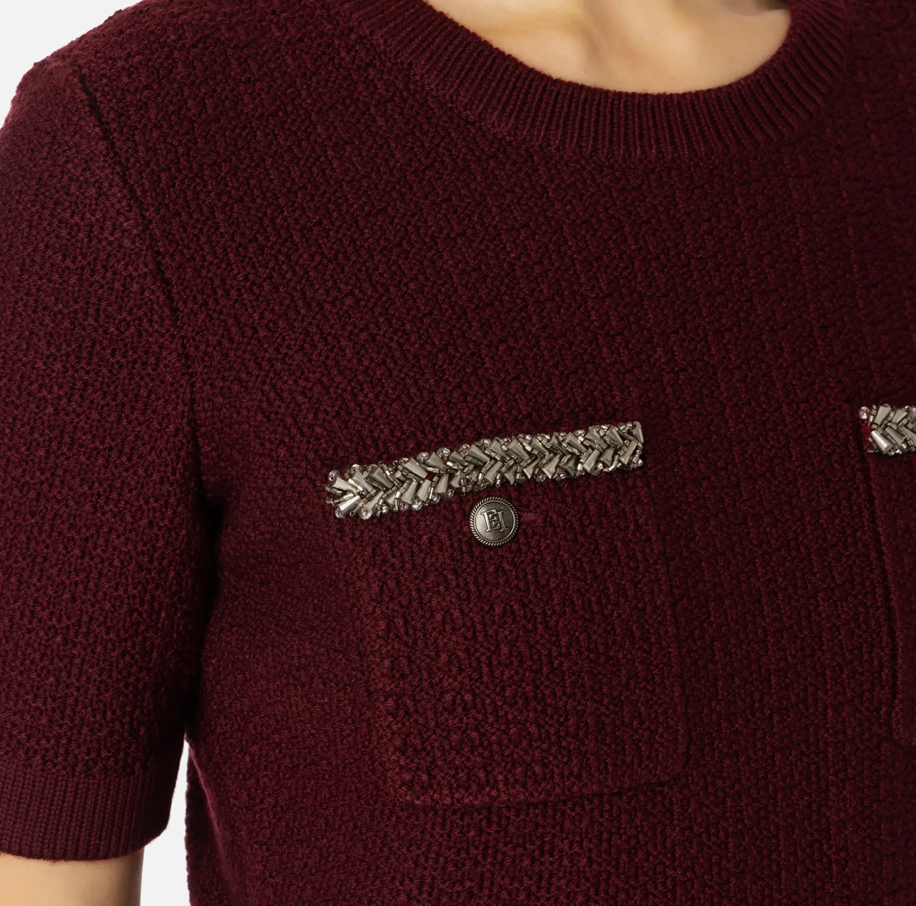 Elisabetta Franchi Knitwear And Sweatshirts | Cropped top in bouclé wool with embroidery