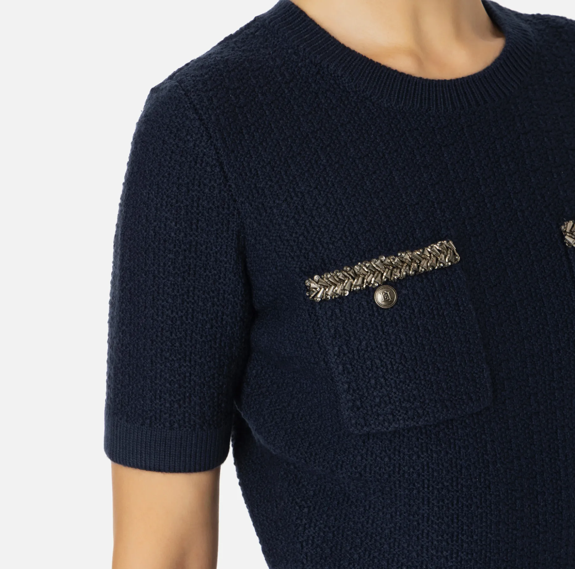 Elisabetta Franchi Knitwear And Sweatshirts | Cropped top in bouclé wool with embroidery