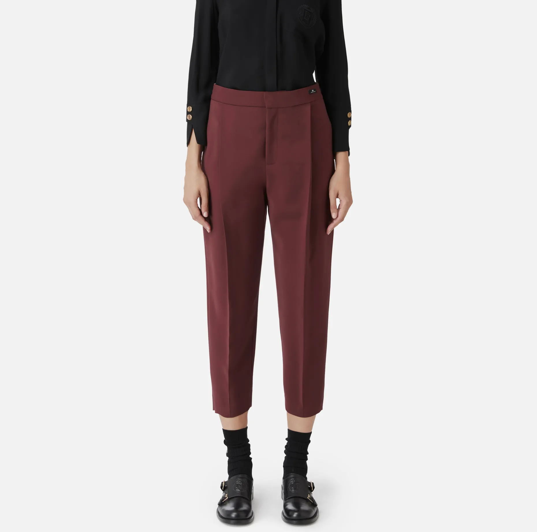 Elisabetta Franchi Trousers And Shorts | Cropped trousers in stretch cool wool with darts