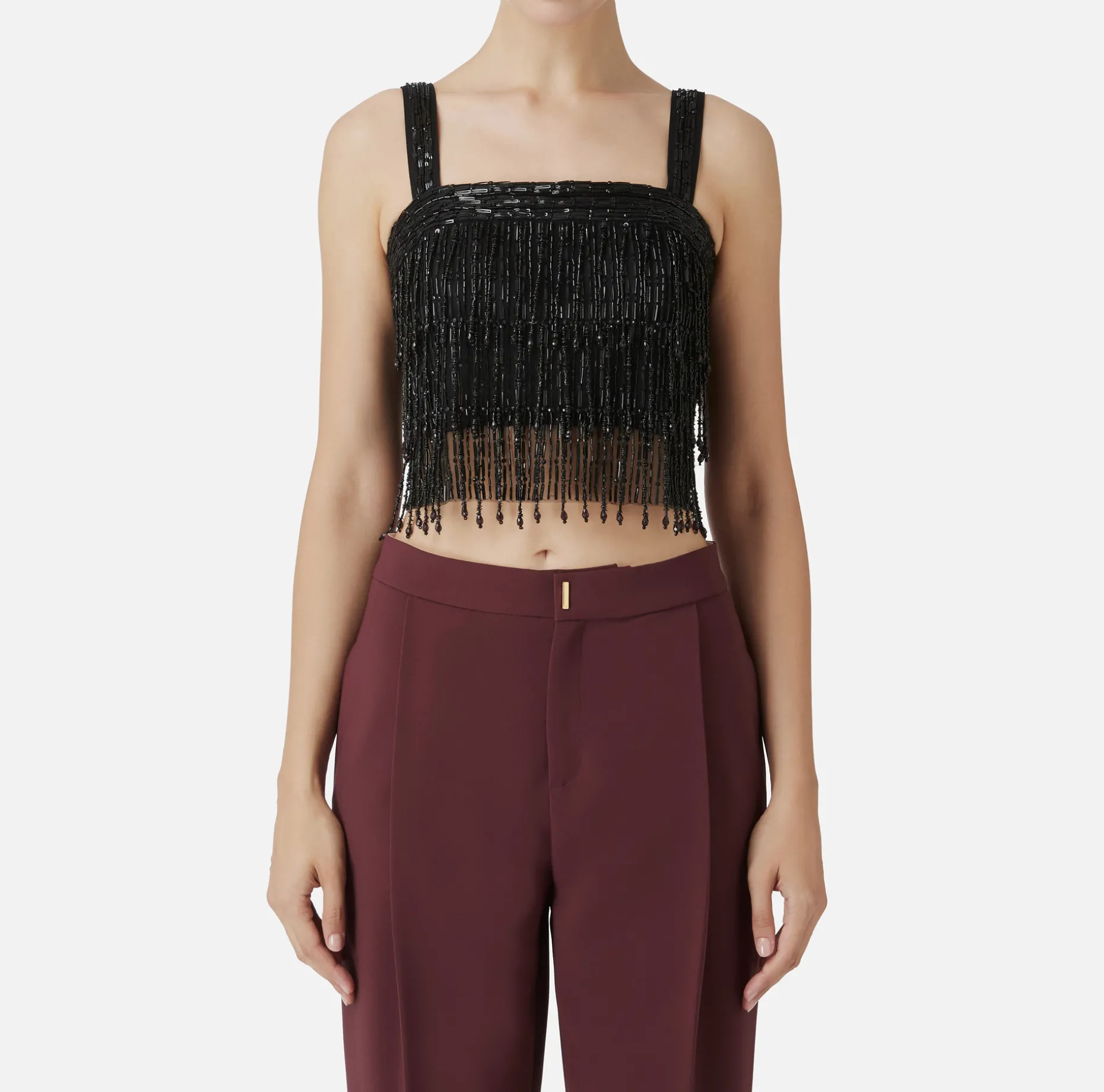 Elisabetta Franchi Top And T-Shirts | Crêpe bandeau top embroidered with sequins