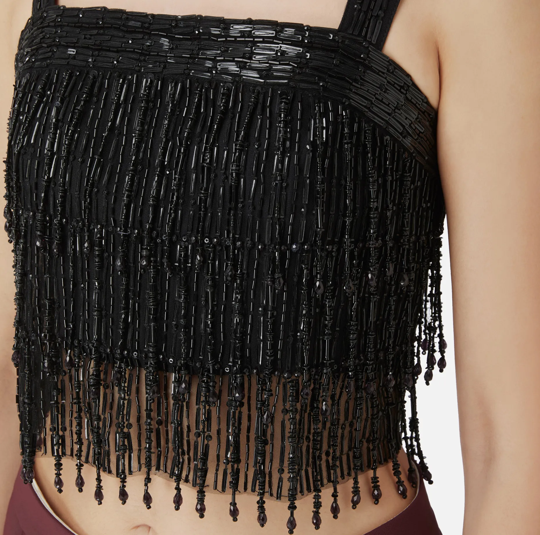 Elisabetta Franchi Top And T-Shirts | Crêpe bandeau top embroidered with sequins