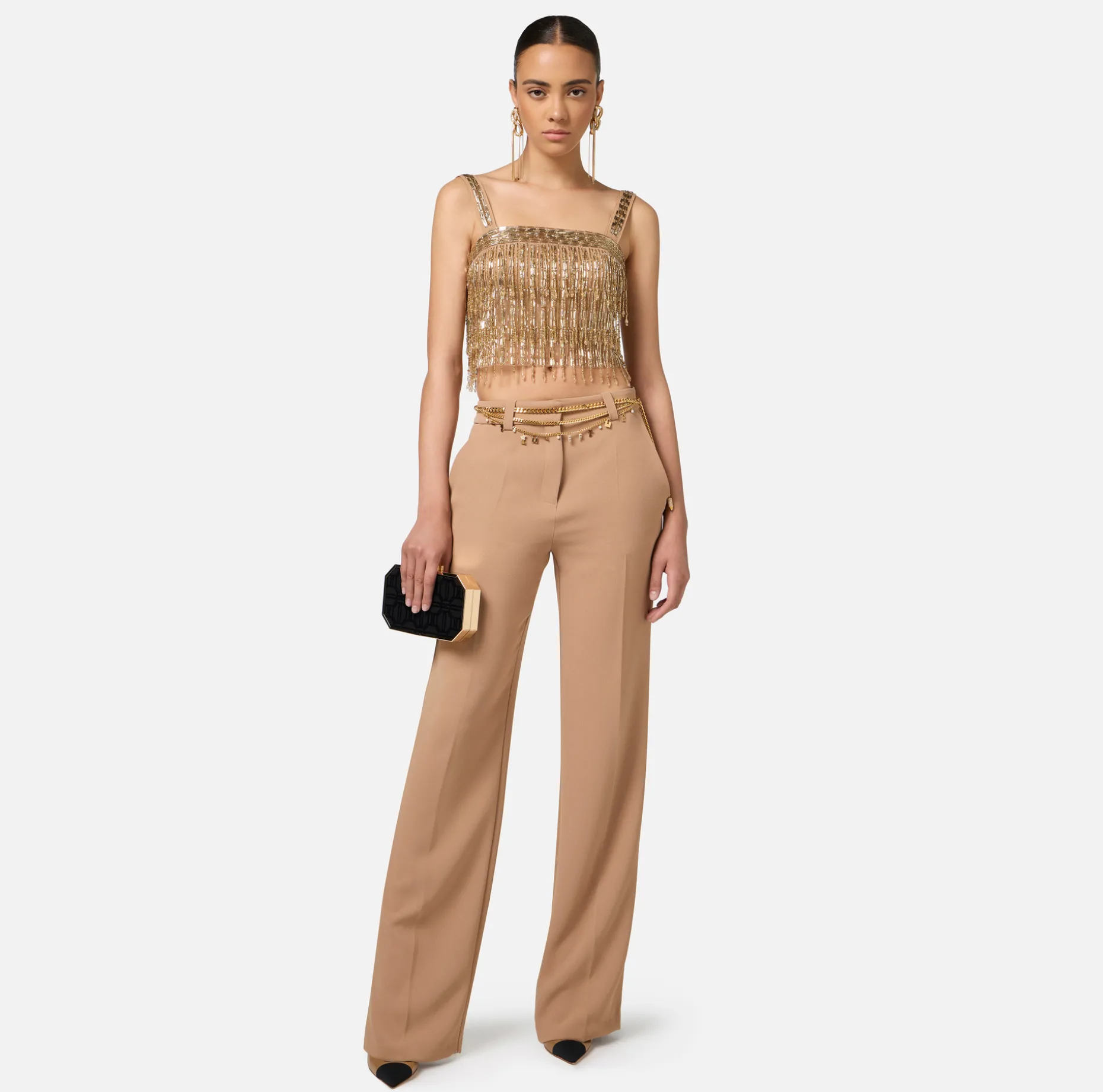 Elisabetta Franchi Top And T-Shirts | Crêpe bandeau top embroidered with sequins