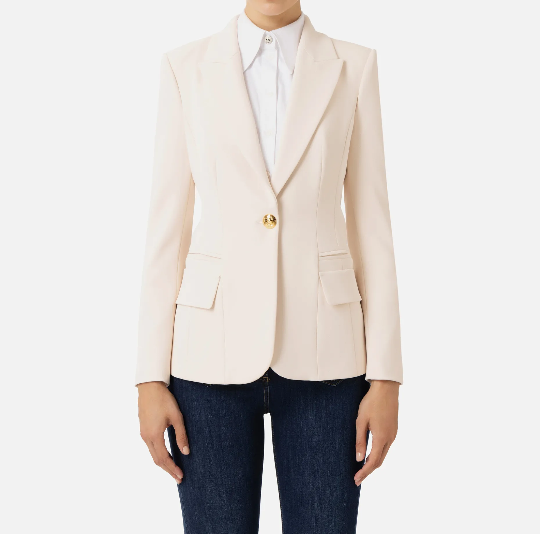 Elisabetta Franchi Jackets And Trench Coats | Crêpe blazer with peak lapels