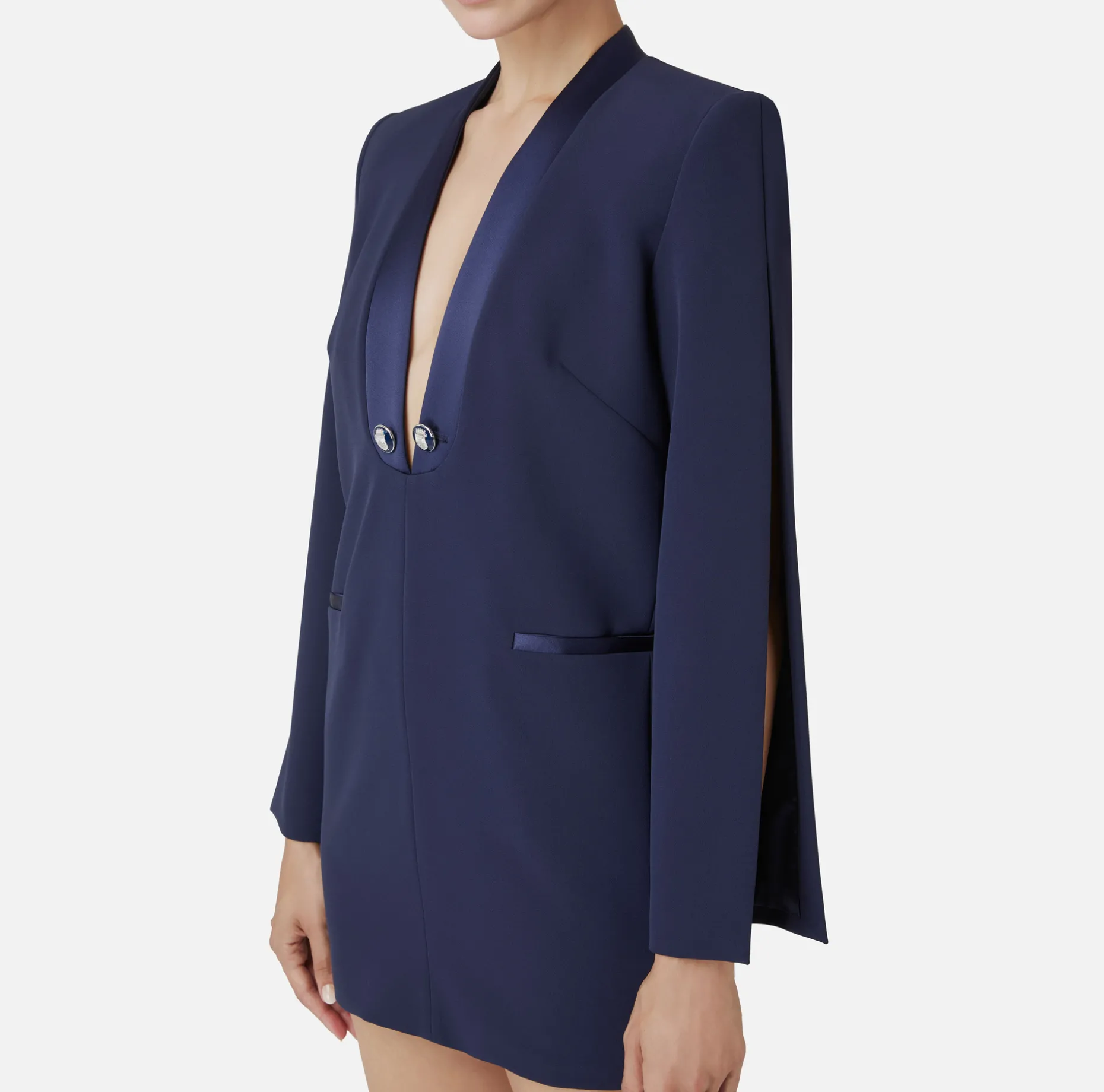 Elisabetta Franchi Mini Dresses | Dresses | Crêpe boxy dress with satin lapels