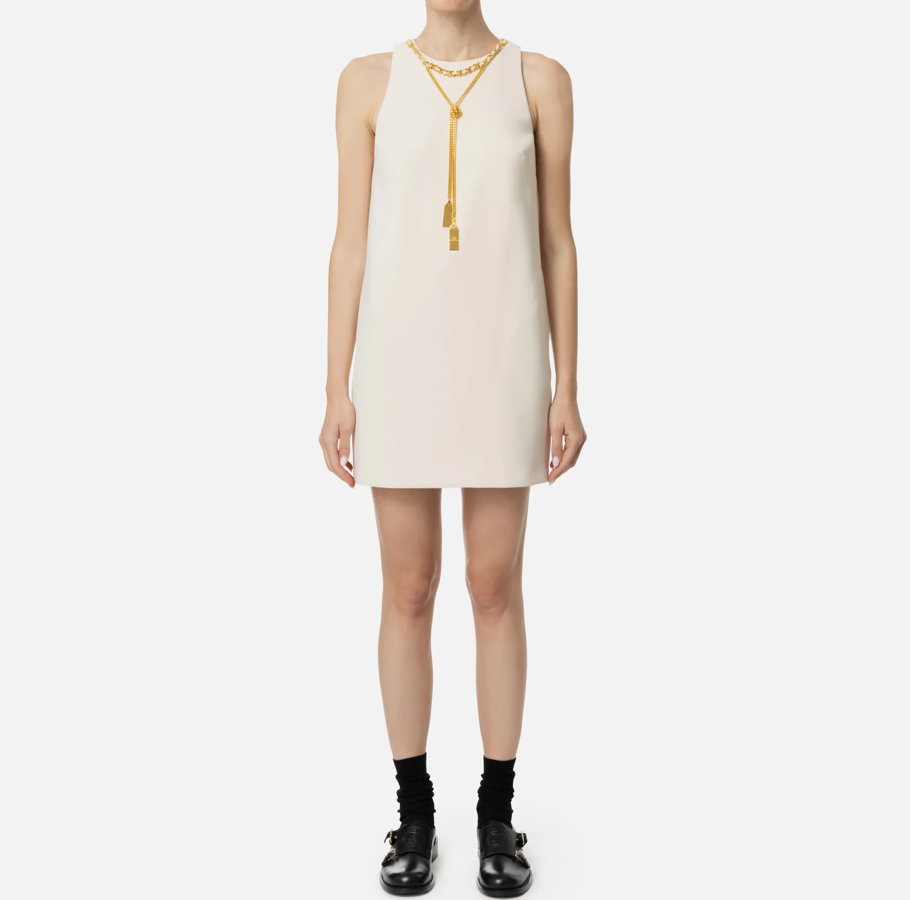 Elisabetta Franchi Mini Dresses | Dresses | Crêpe boxy mini-dress with necklace