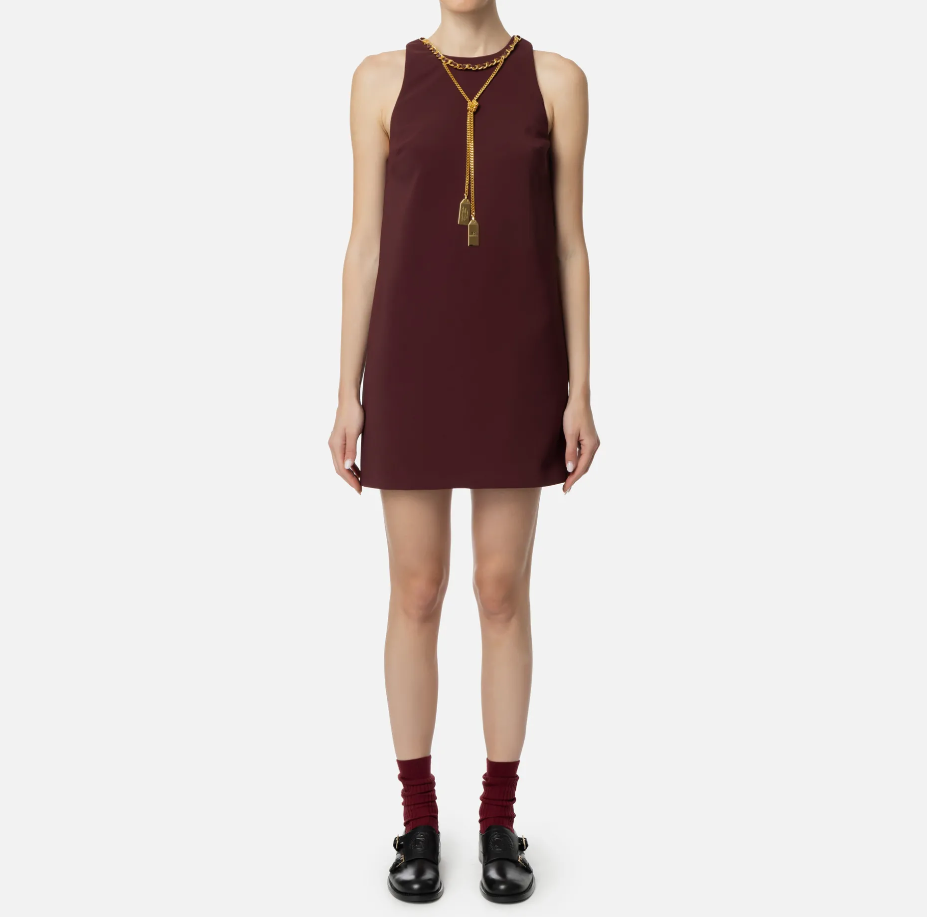 Elisabetta Franchi Mini Dresses | Dresses | Crêpe boxy mini-dress with necklace