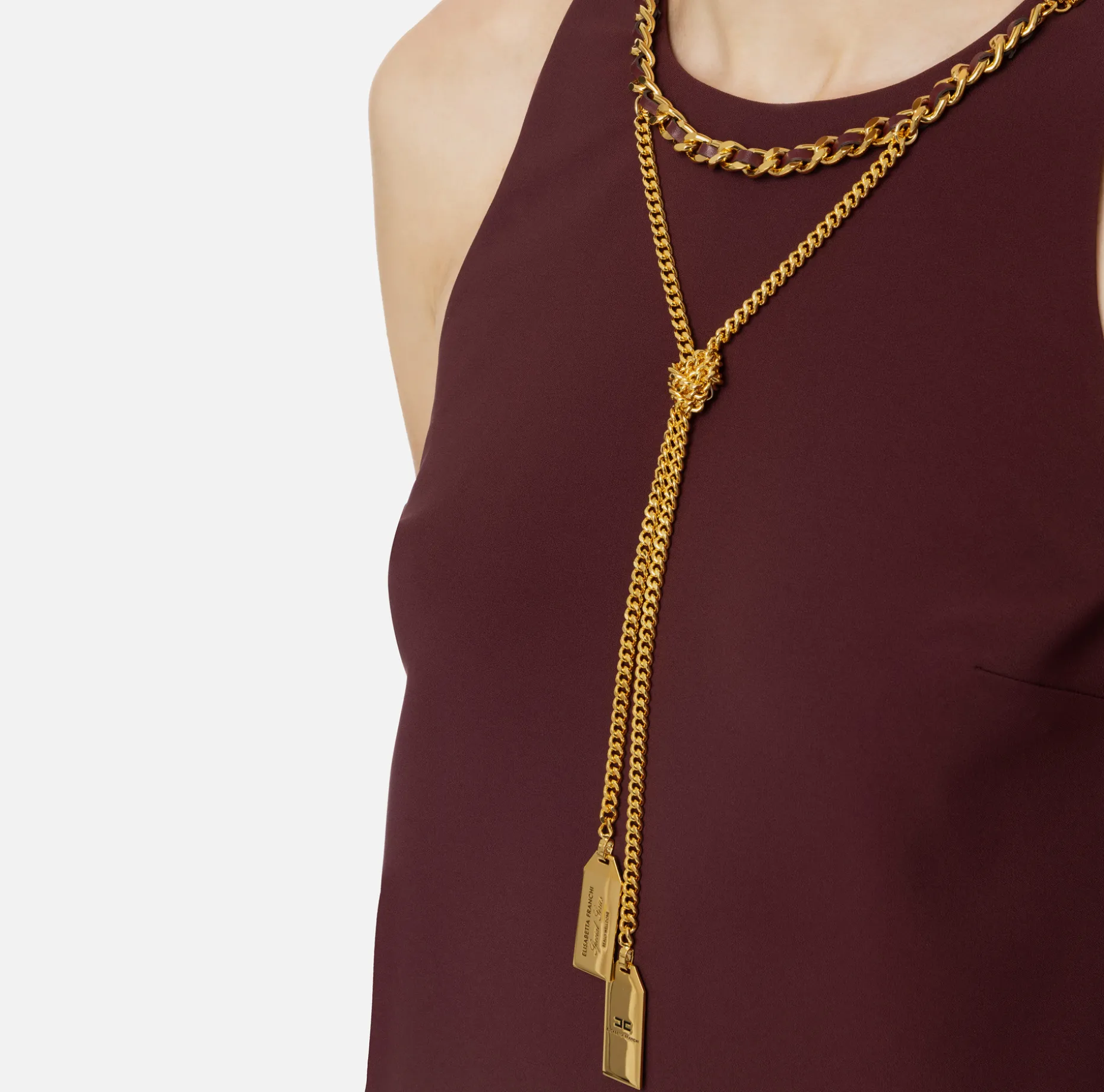 Elisabetta Franchi Mini Dresses | Dresses | Crêpe boxy mini-dress with necklace