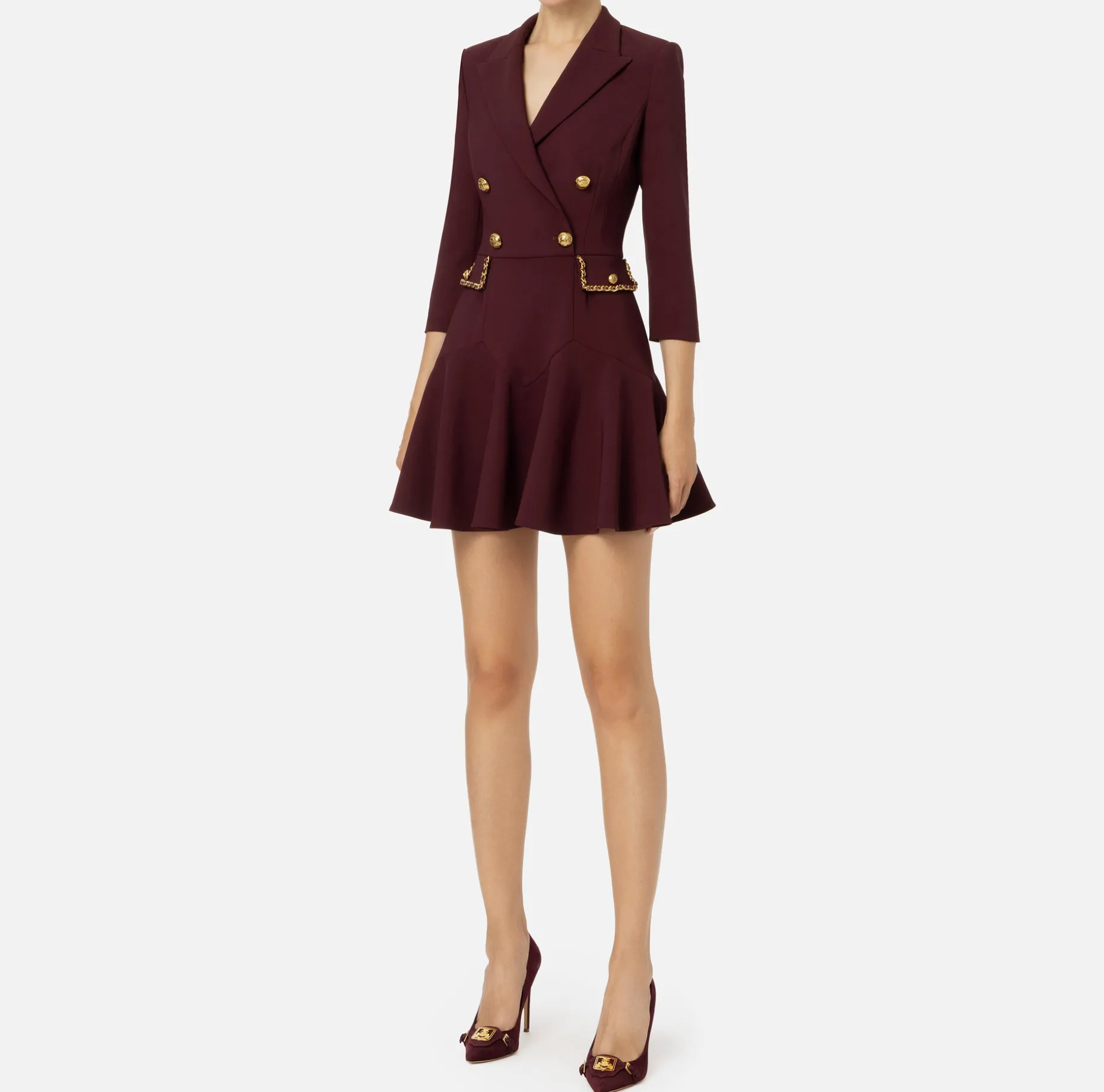 Elisabetta Franchi Mini Dresses | Coat Dresses | Crêpe coat dress with groumette chain