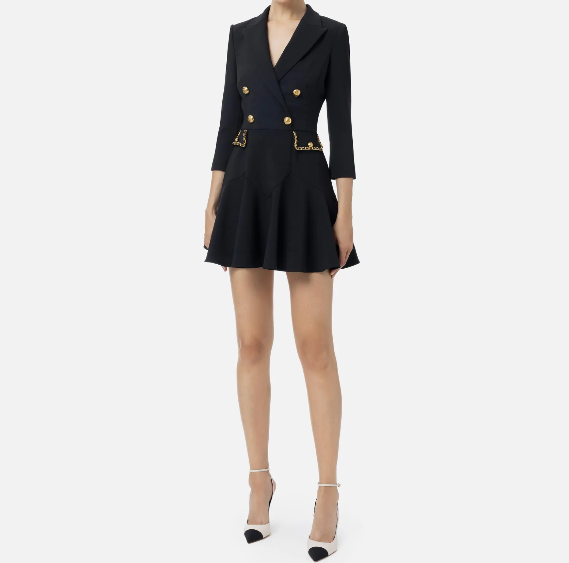 Elisabetta Franchi Mini Dresses | Coat Dresses | Crêpe coat dress with groumette chain