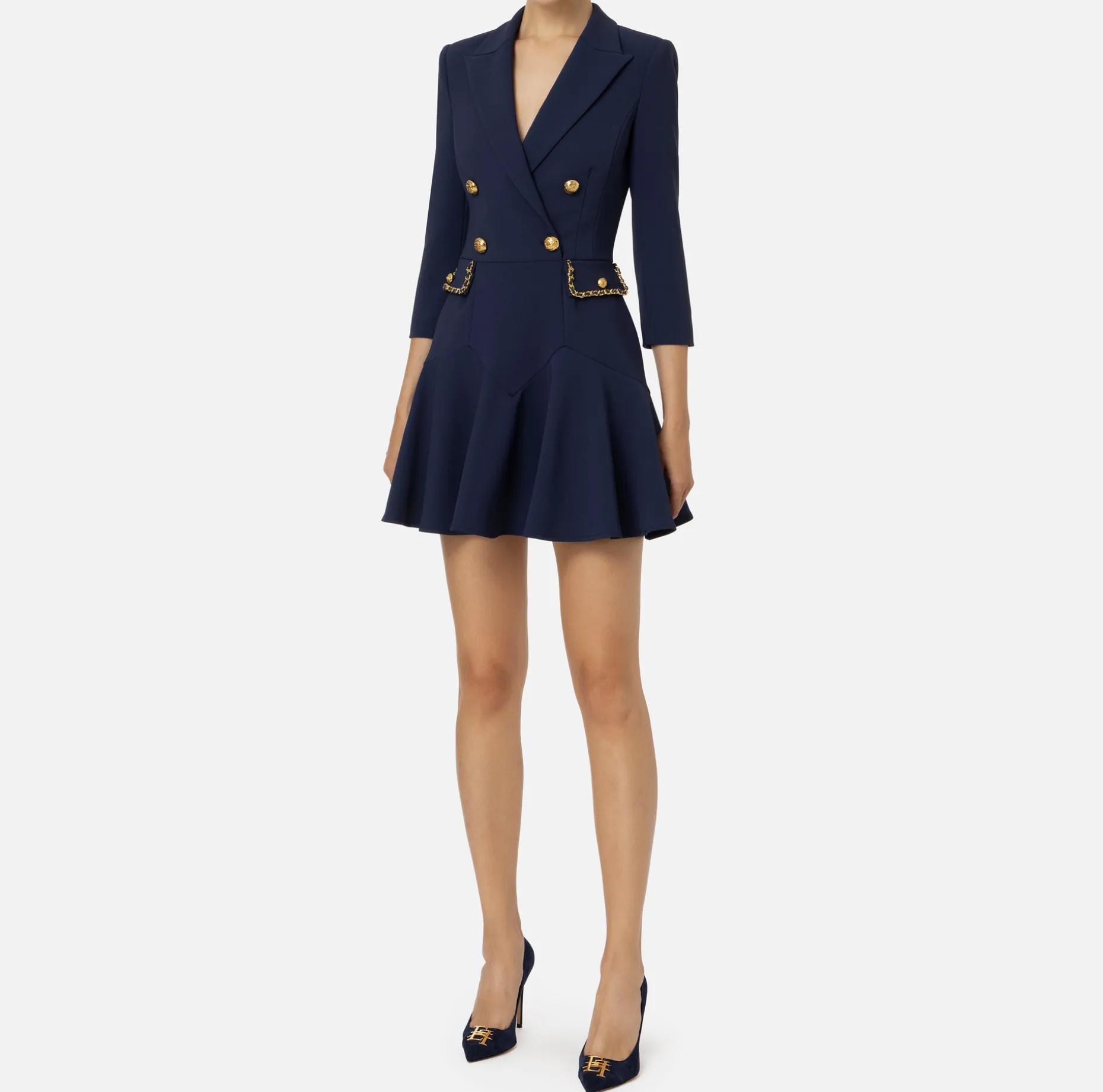 Elisabetta Franchi Mini Dresses | Coat Dresses | Crêpe coat dress with groumette chain