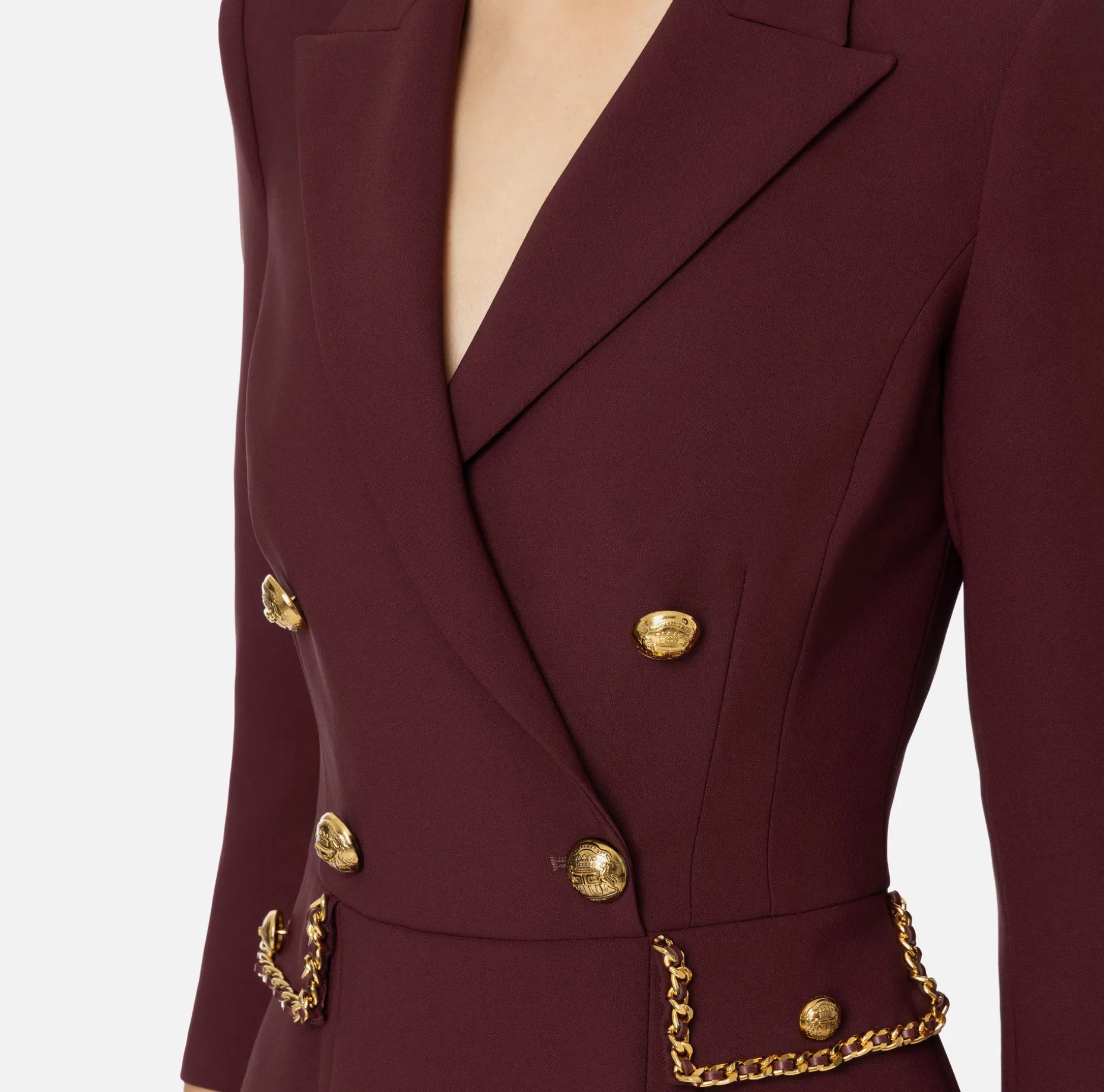 Elisabetta Franchi Mini Dresses | Coat Dresses | Crêpe coat dress with groumette chain