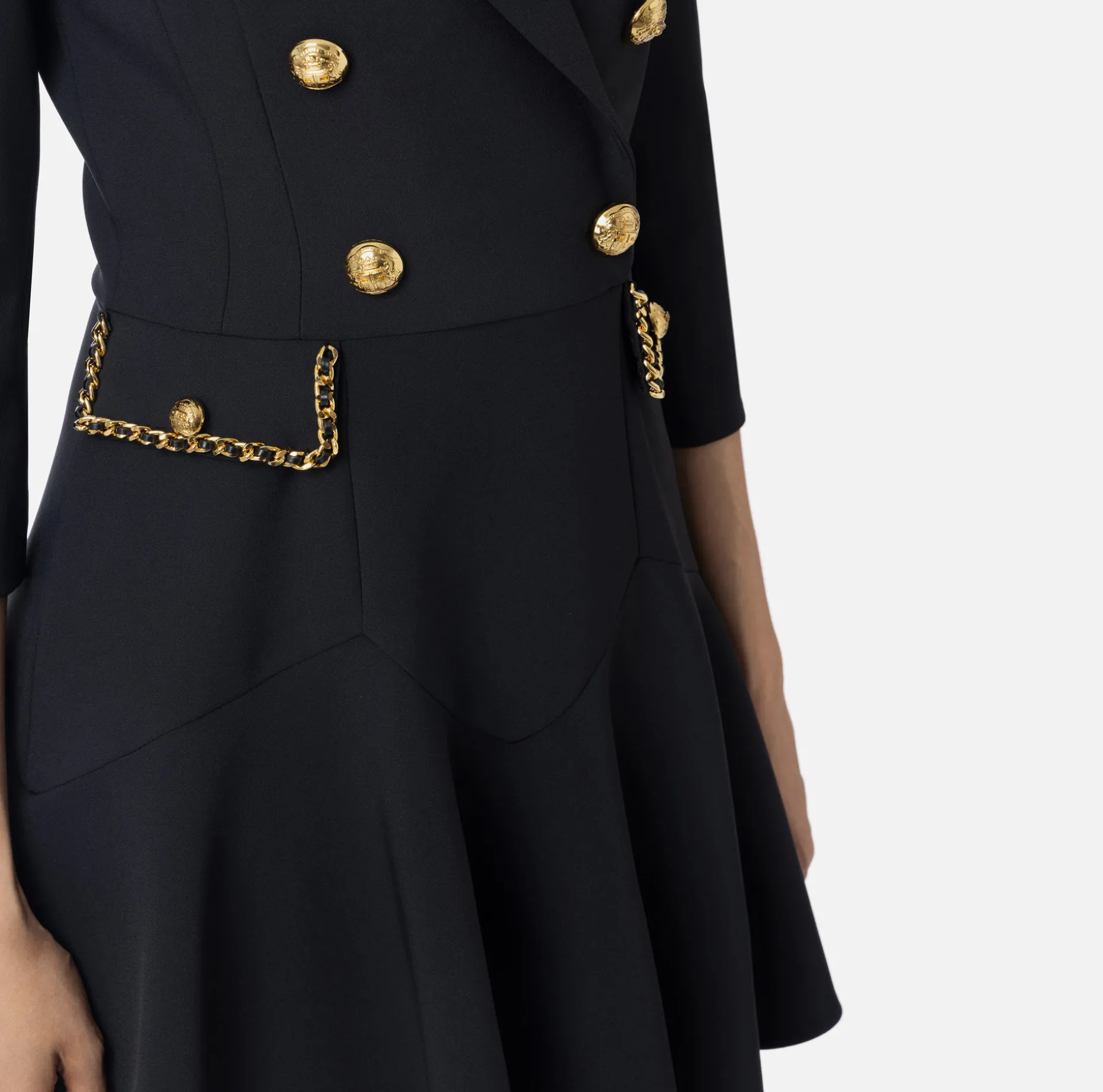 Elisabetta Franchi Mini Dresses | Coat Dresses | Crêpe coat dress with groumette chain