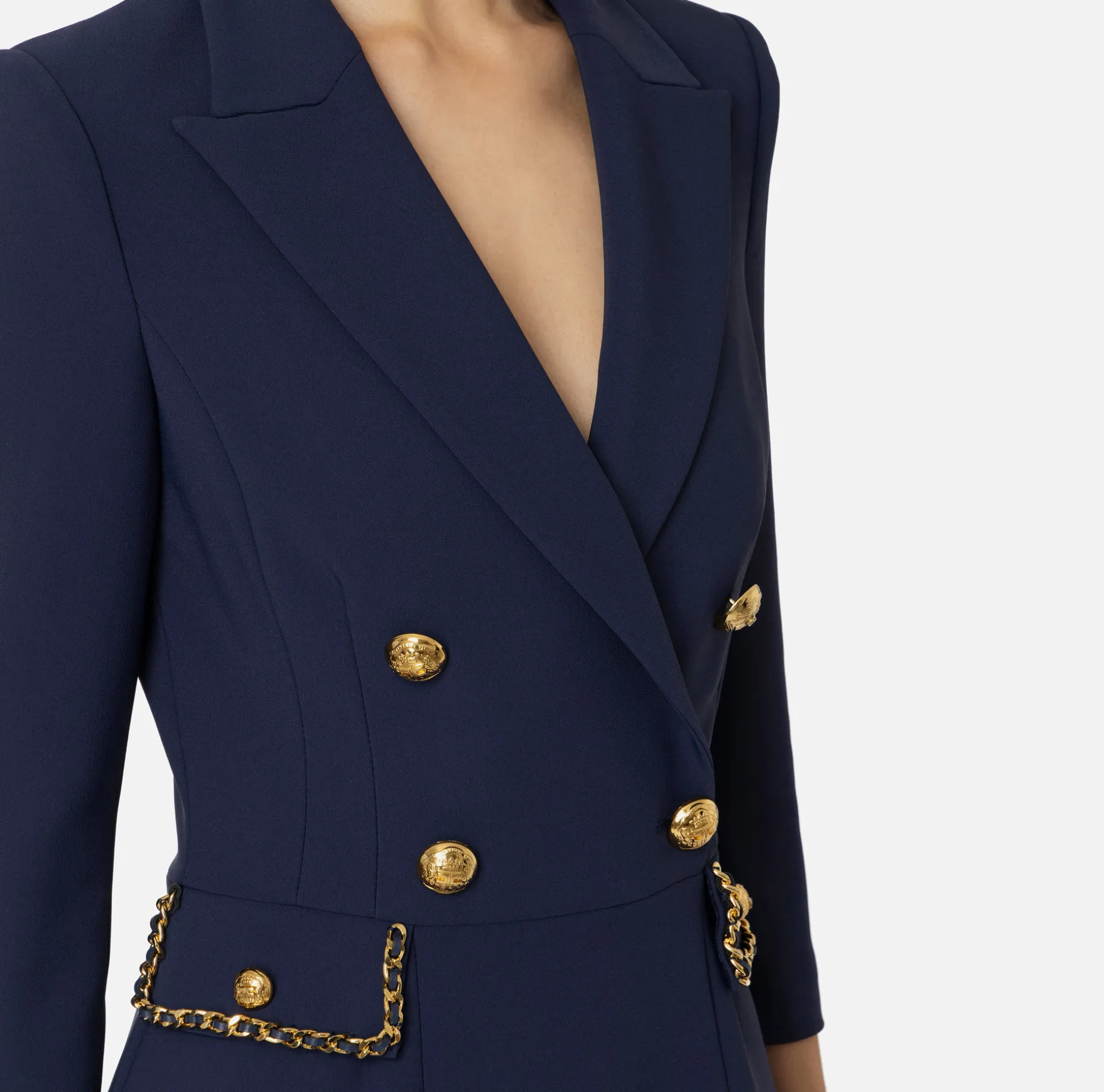 Elisabetta Franchi Mini Dresses | Coat Dresses | Crêpe coat dress with groumette chain