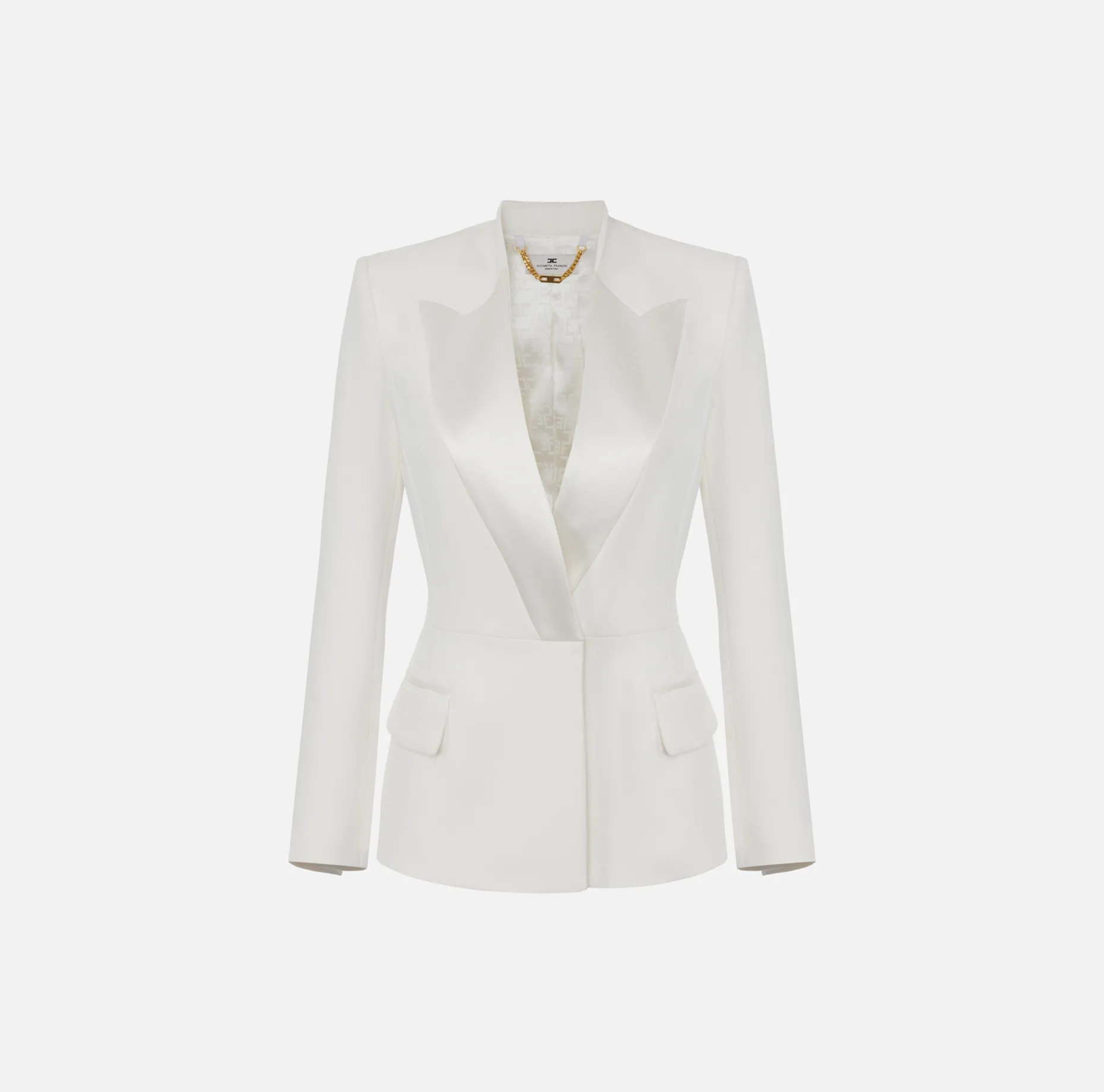 Elisabetta Franchi Jackets And Trench Coats | Crêpe double-breasted jacket with satin lapels