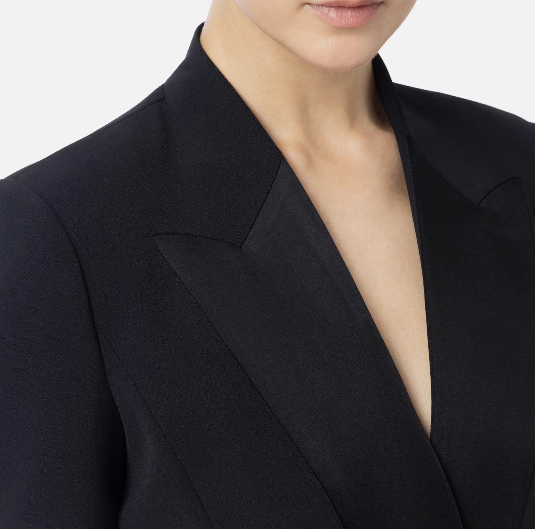 Elisabetta Franchi Jackets And Trench Coats | Crêpe double-breasted jacket with satin lapels