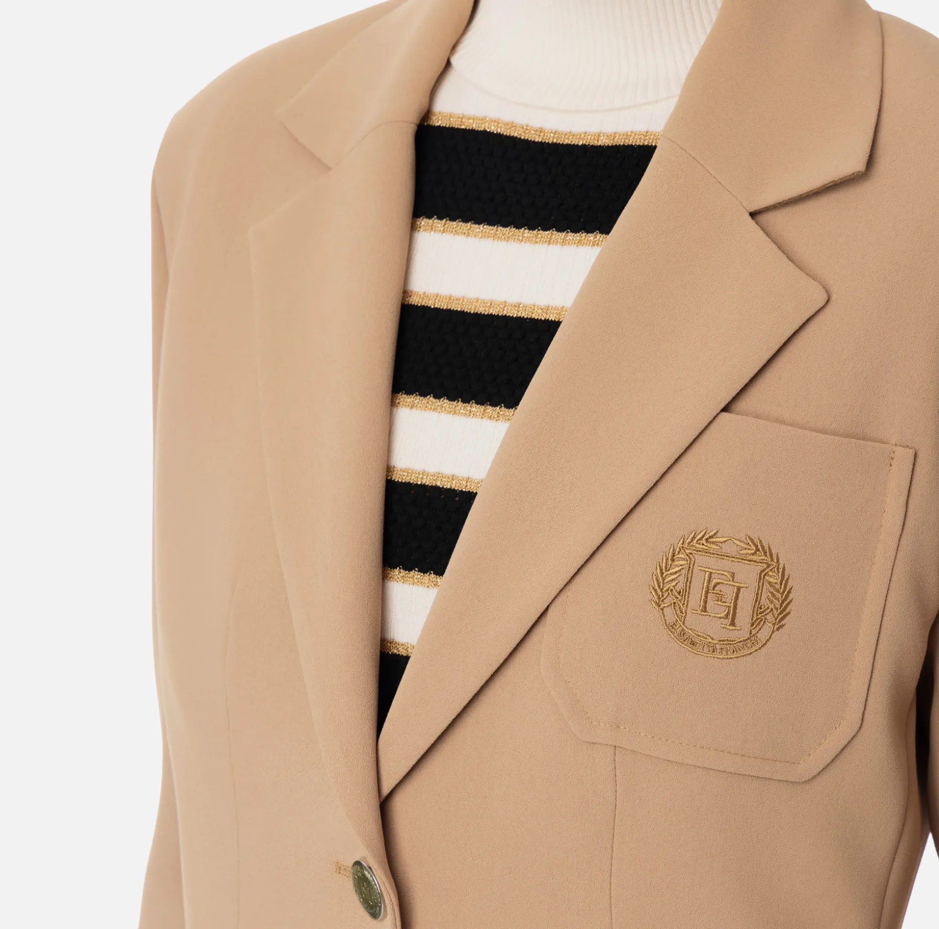 Elisabetta Franchi Jackets And Trench Coats | Crêpe jacket with emblem embroidery