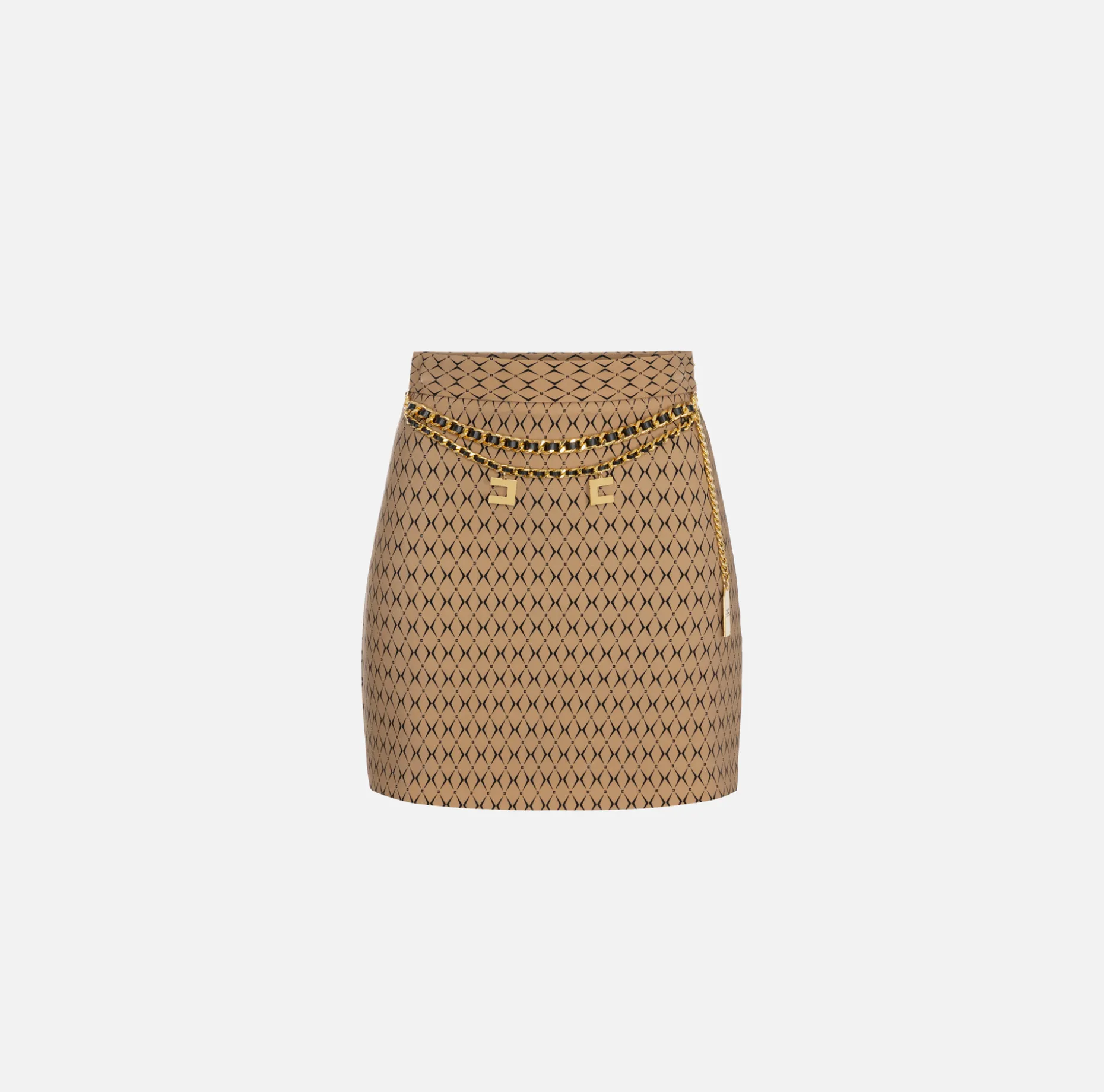 Elisabetta Franchi Tailleur | Skirts | Crêpe miniskirt with diamond print and chain