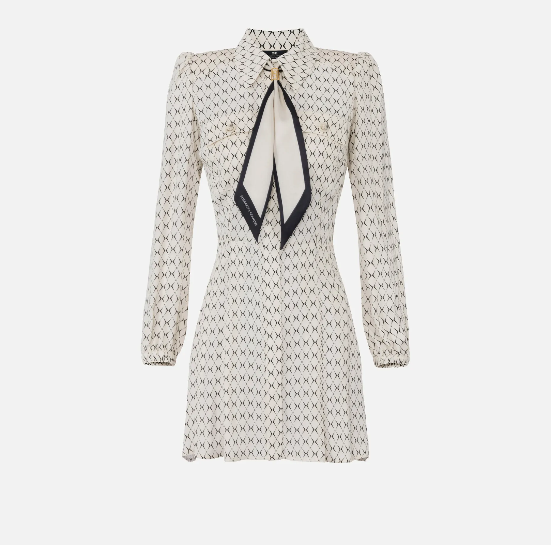 Elisabetta Franchi Dresses | Mini Dresses | Diamond print georgette mini-dress with foulard