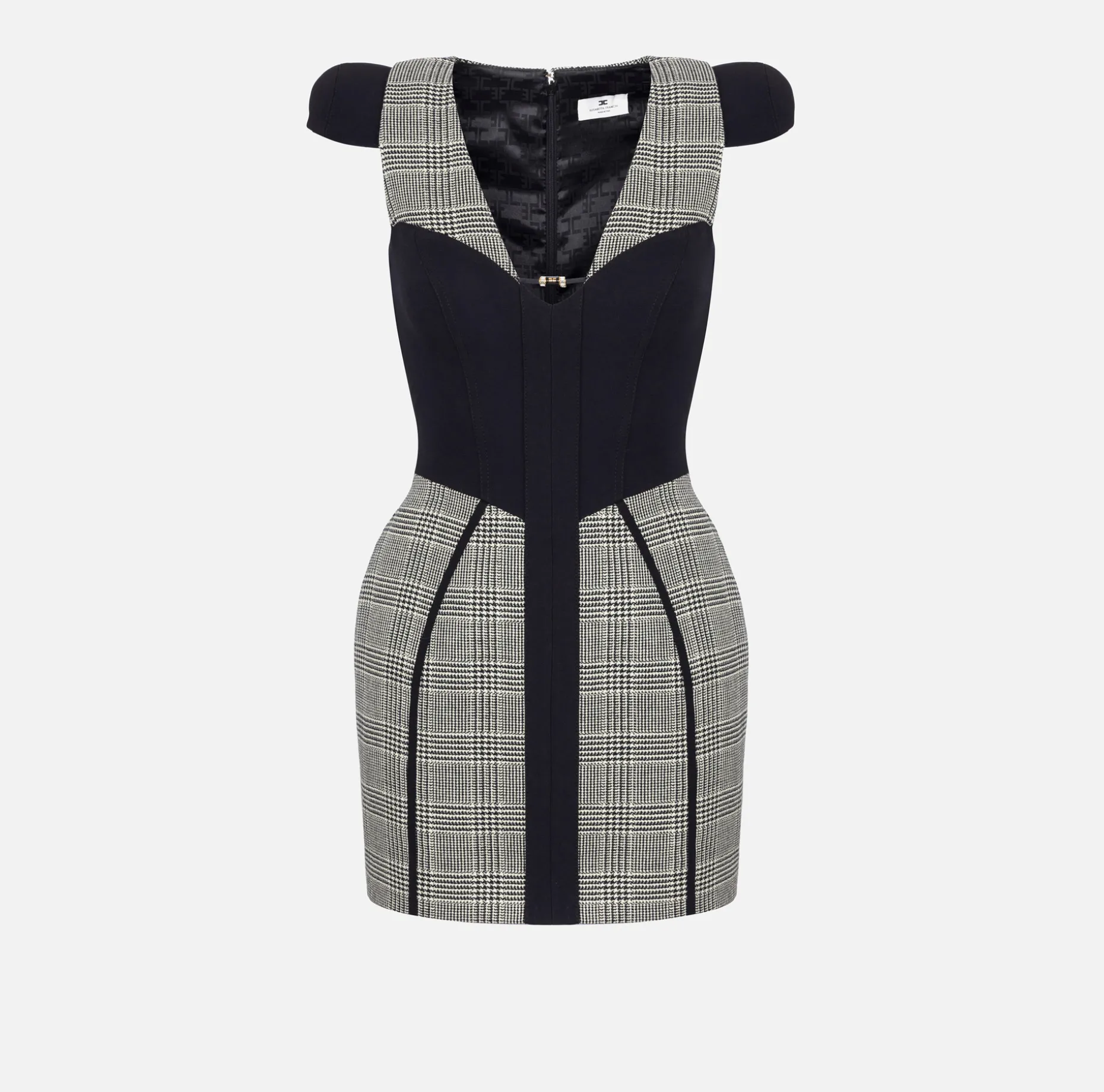 Elisabetta Franchi Mini Dresses | Dresses | Doll cool wool mini-dress in Prince of Wales fabric