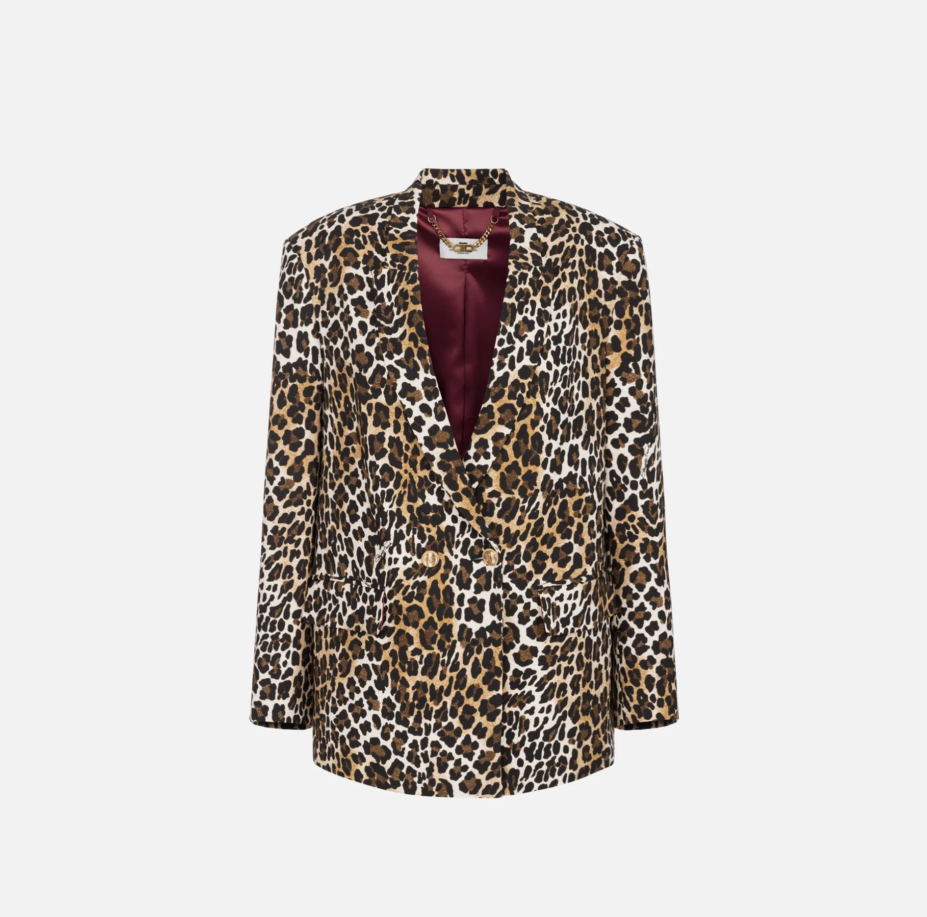 Elisabetta Franchi Jackets And Trench Coats | Tailleur | Double-breasted animalier crêpe jacket