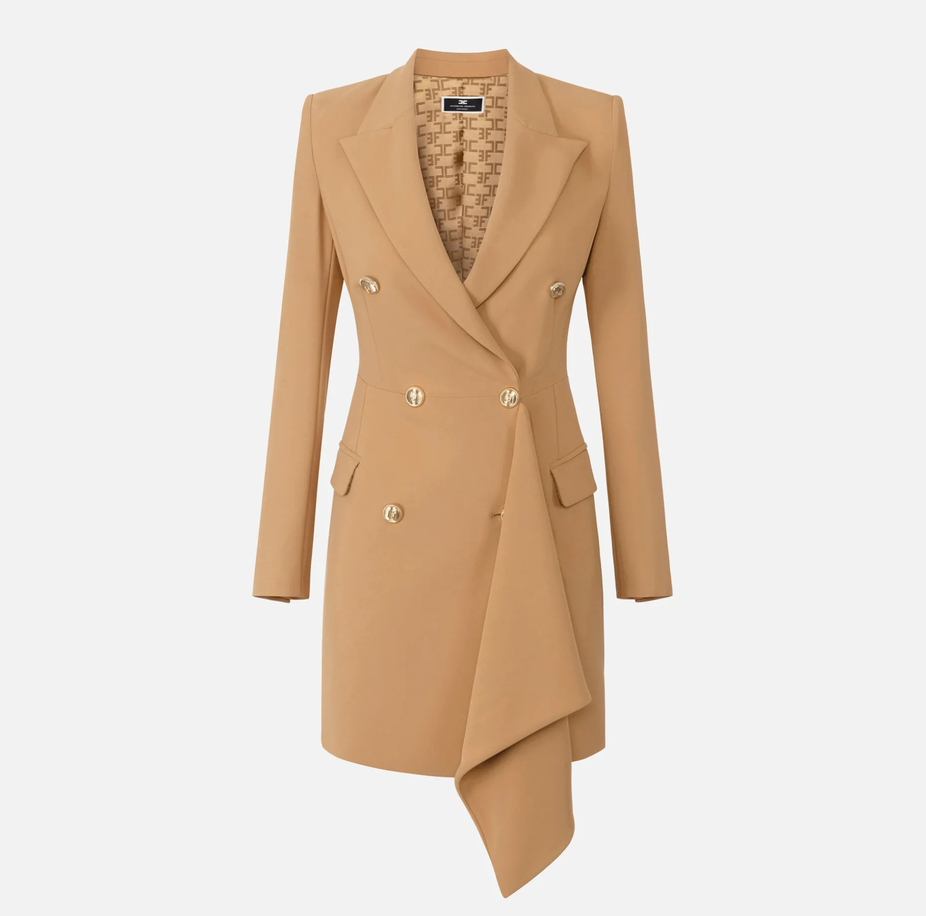 Elisabetta Franchi Mini Dresses | Coat Dresses | Double-breasted coat dress in crêpe fabric with ruffles