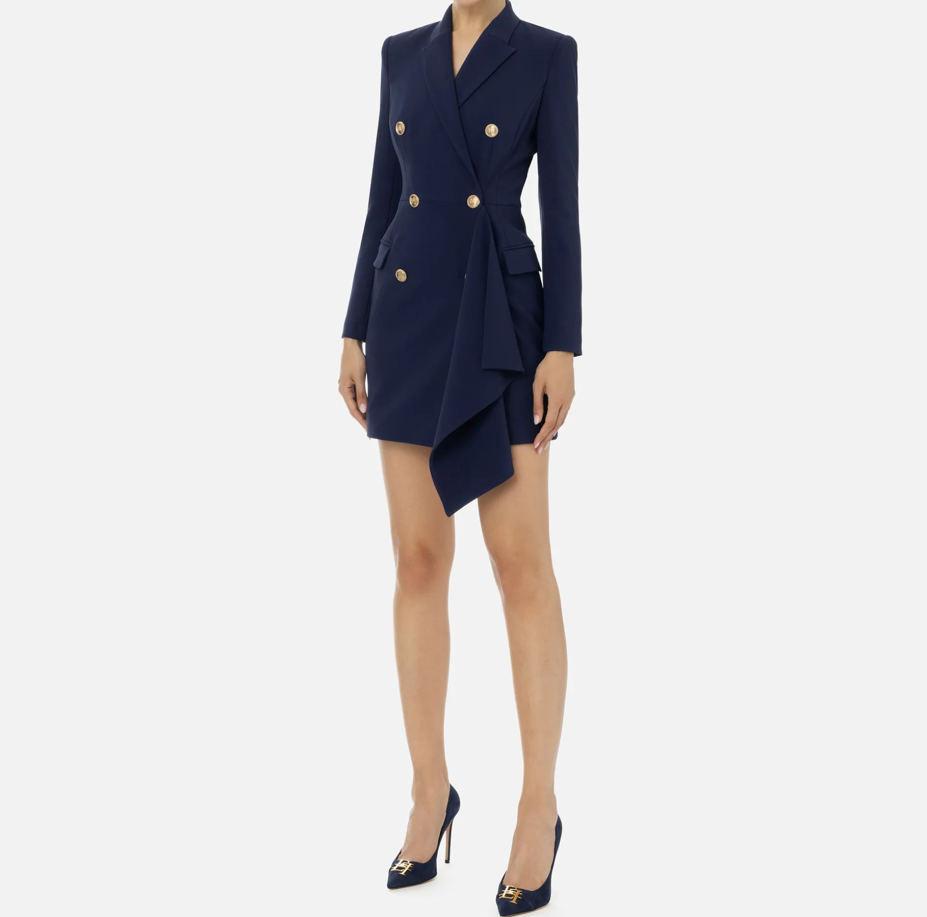 Elisabetta Franchi Mini Dresses | Coat Dresses | Double-breasted coat dress in crêpe fabric with ruffles