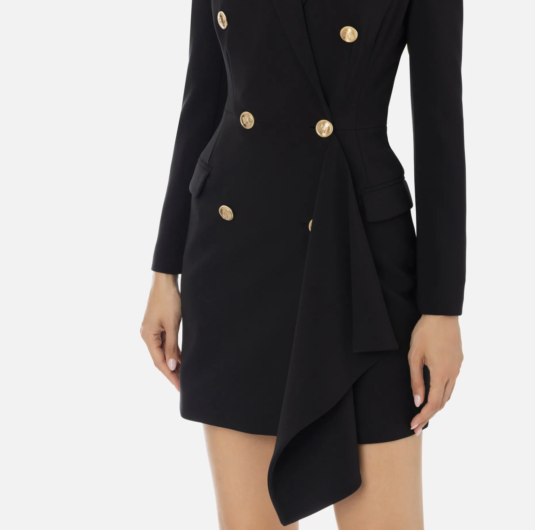 Elisabetta Franchi Mini Dresses | Coat Dresses | Double-breasted coat dress in crêpe fabric with ruffles