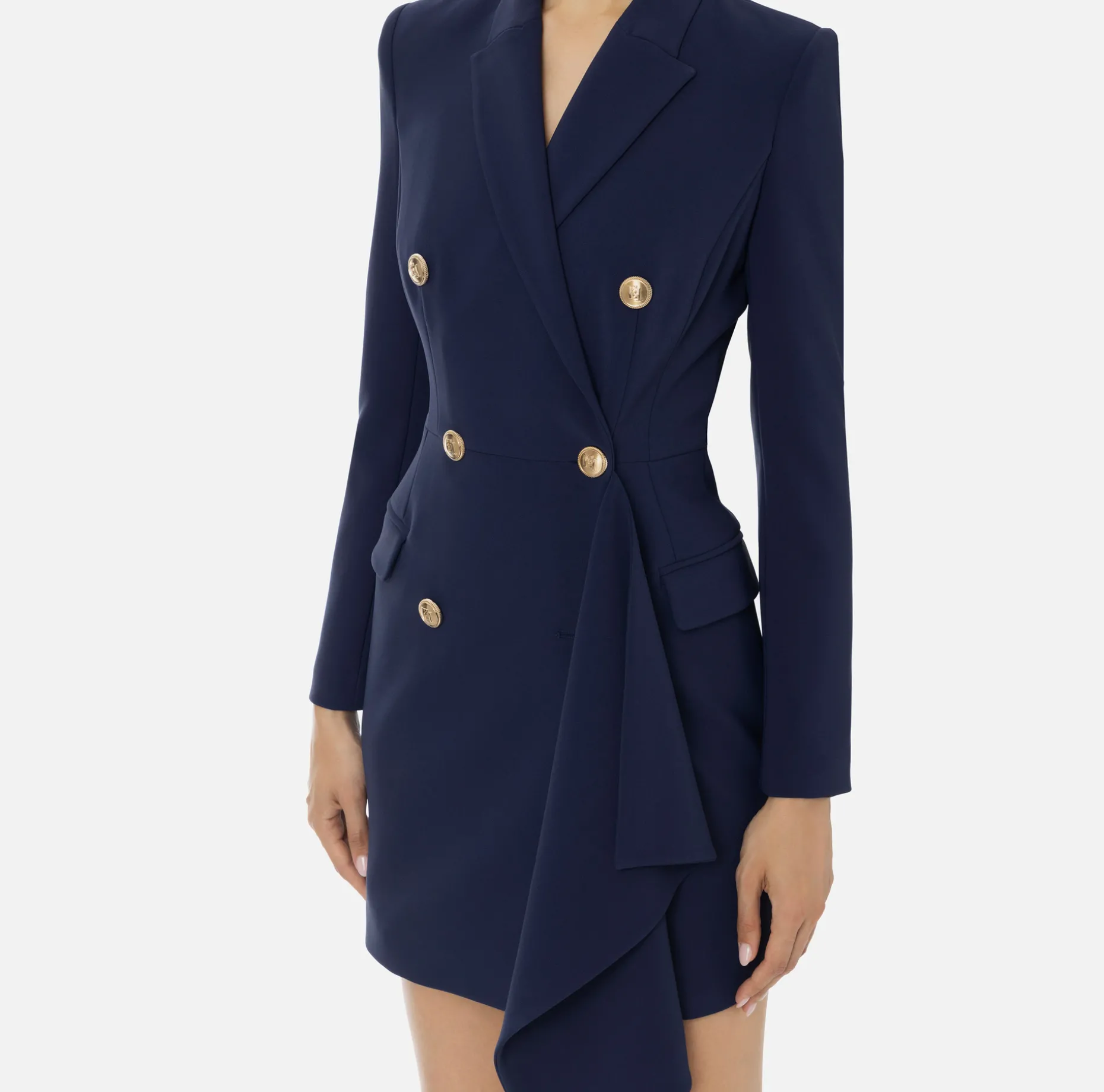 Elisabetta Franchi Mini Dresses | Coat Dresses | Double-breasted coat dress in crêpe fabric with ruffles