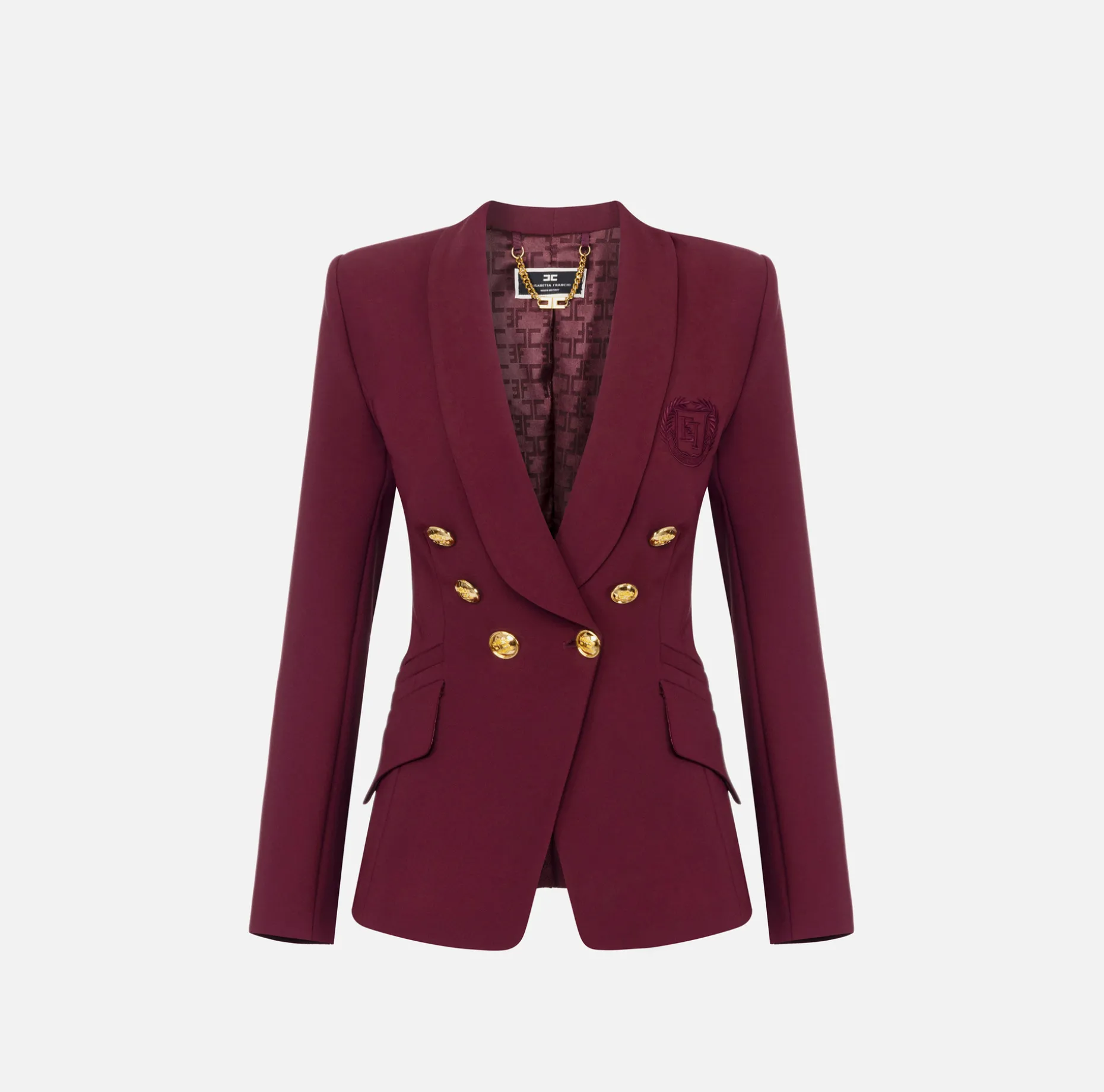 Elisabetta Franchi Jackets And Trench Coats | Tailleur | Double-breasted jacket in stretch crêpe with embroidery