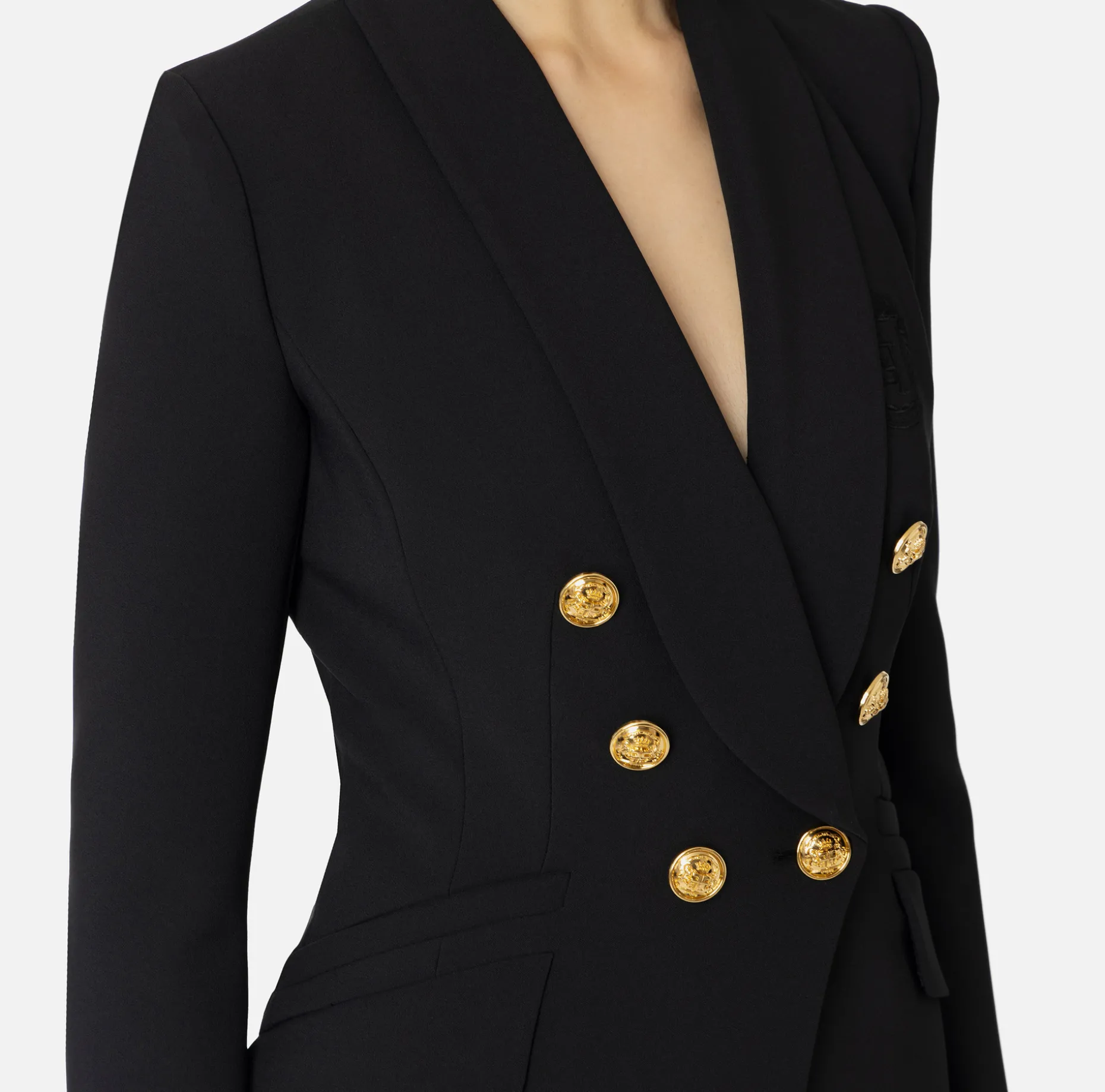 Elisabetta Franchi Jackets And Trench Coats | Tailleur | Double-breasted jacket in stretch crêpe with embroidery