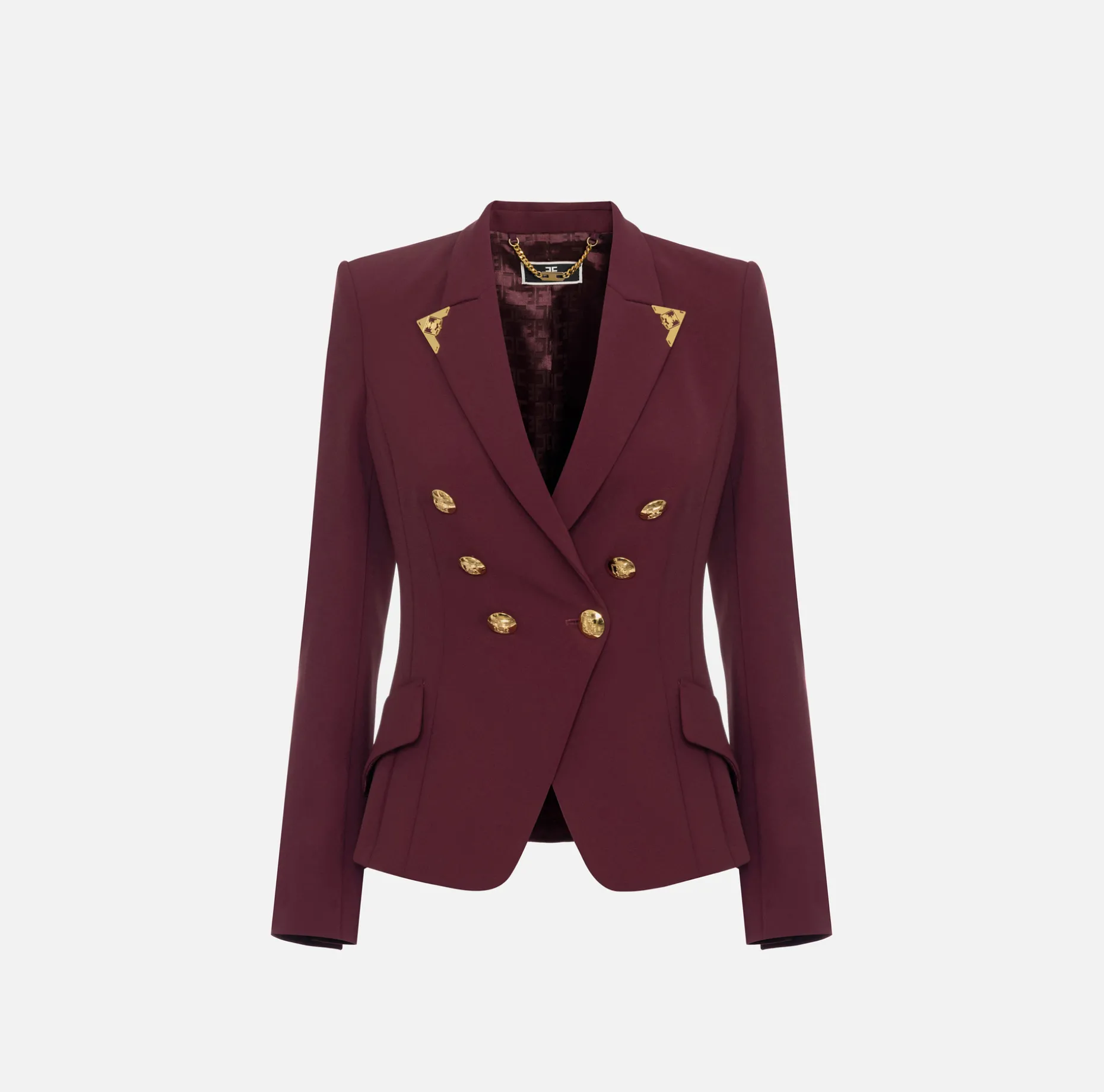 Elisabetta Franchi Jackets And Trench Coats | Tailleur | Double-breasted jacket in stretch crêpe with lapel tips