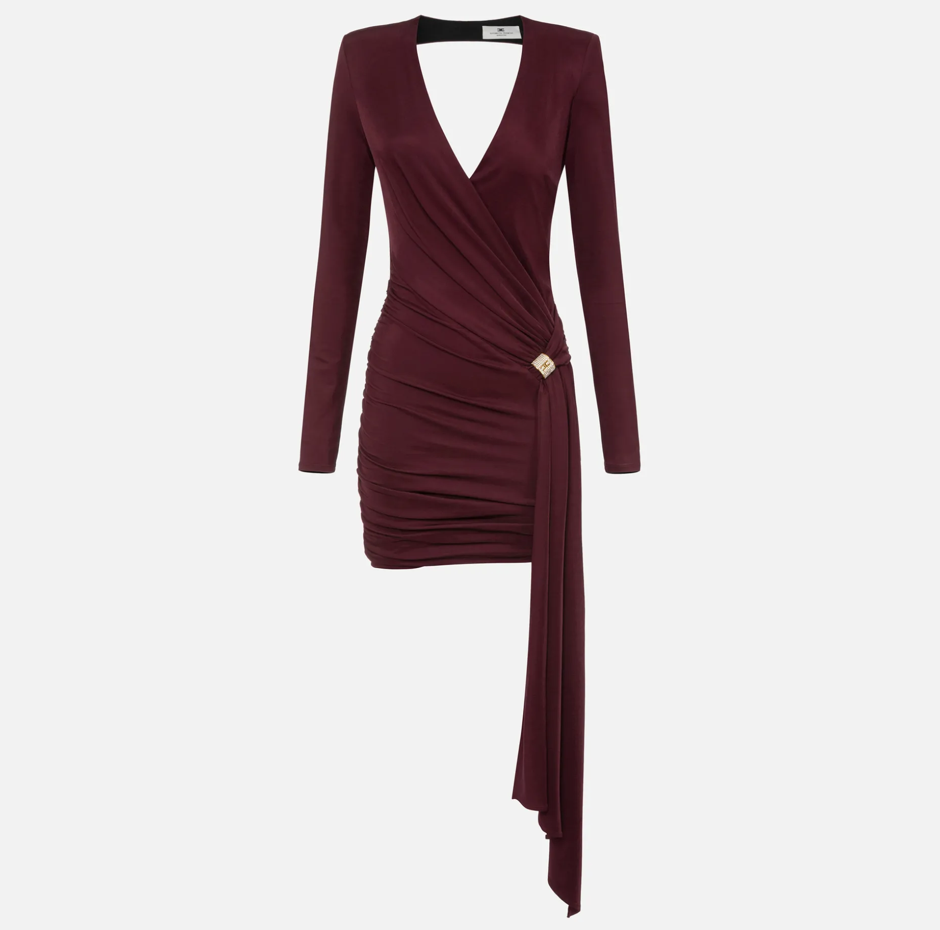 Elisabetta Franchi Mini Dresses | Dresses | Draped jersey mini-dress with jewel accessory